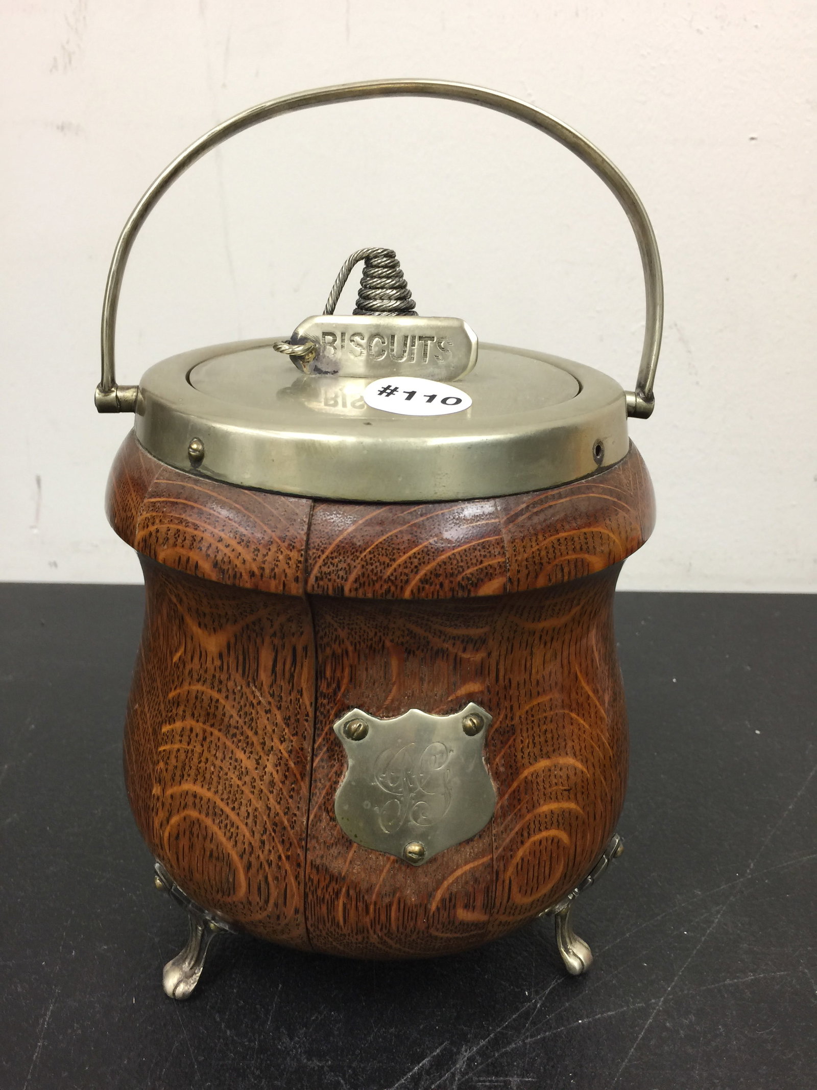 Oak Biscuit Jar: 10"H.