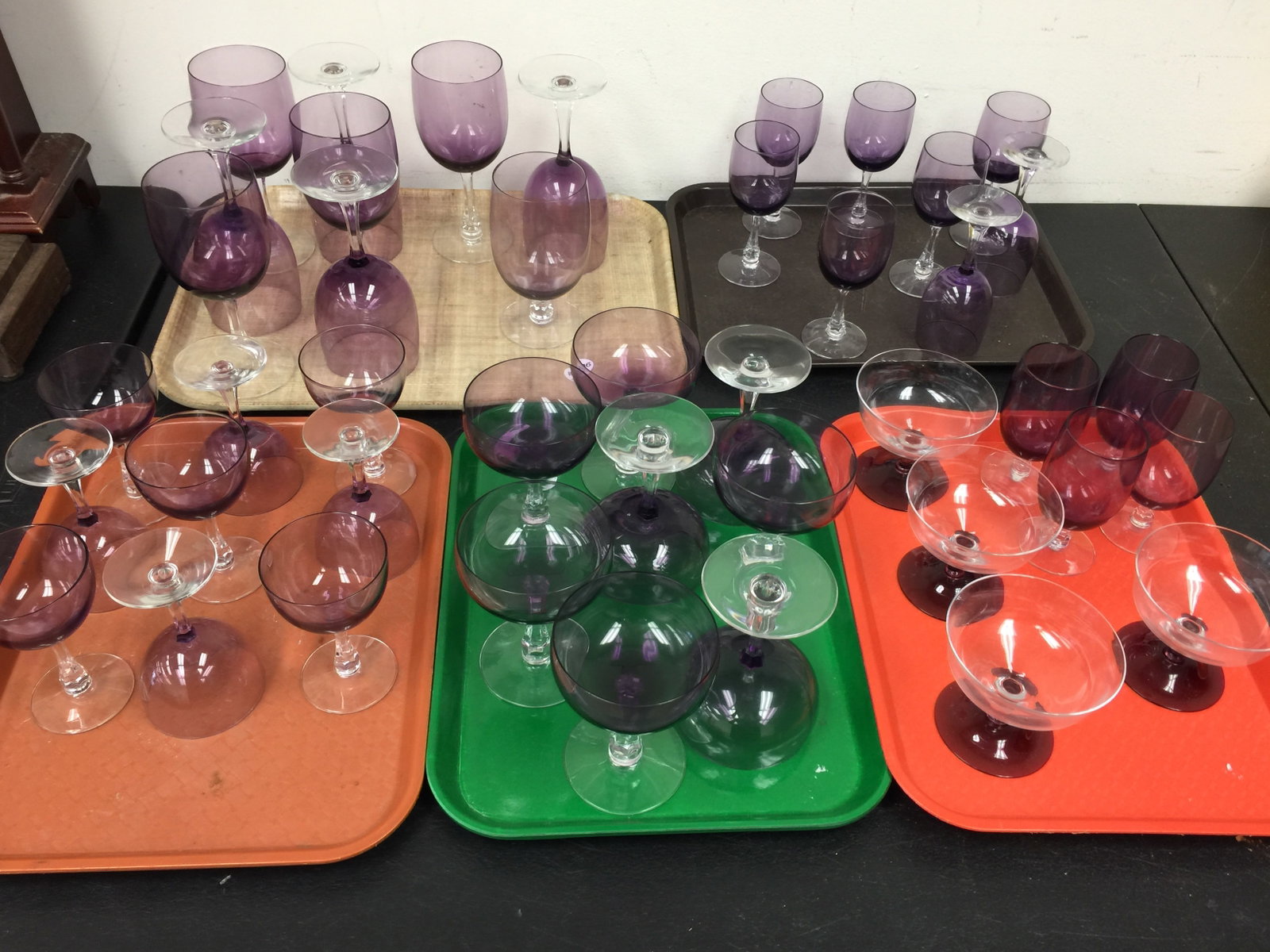 (42) Fostoria Fascination Lilac Glasses (1 of 6)