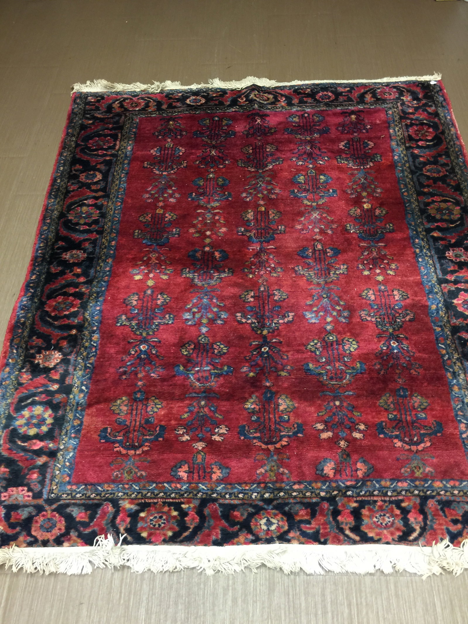 Antique Sarouk Mohajeran Carpet: 58" x 72".