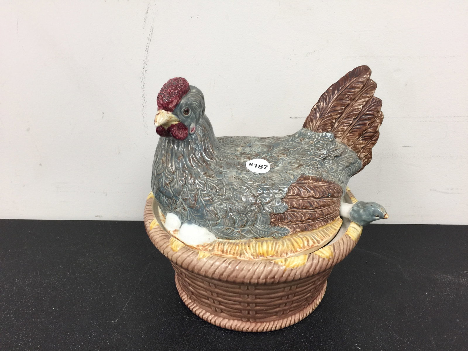 Pottery Hen on Nest Tureen: 11"H.