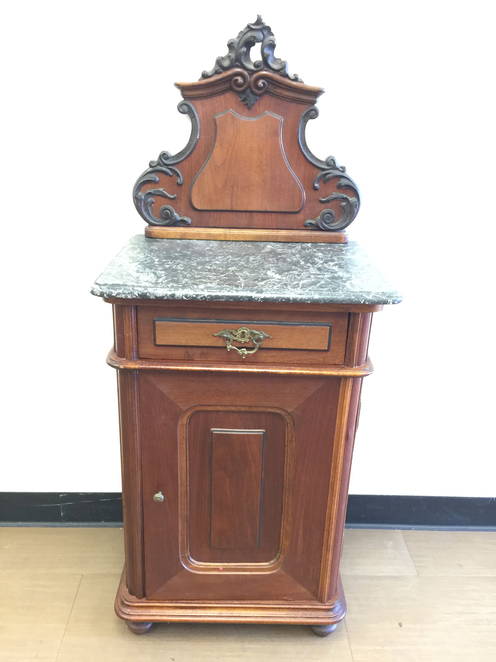 Antique Walnut Marble Top Night Stand (1 of 4)