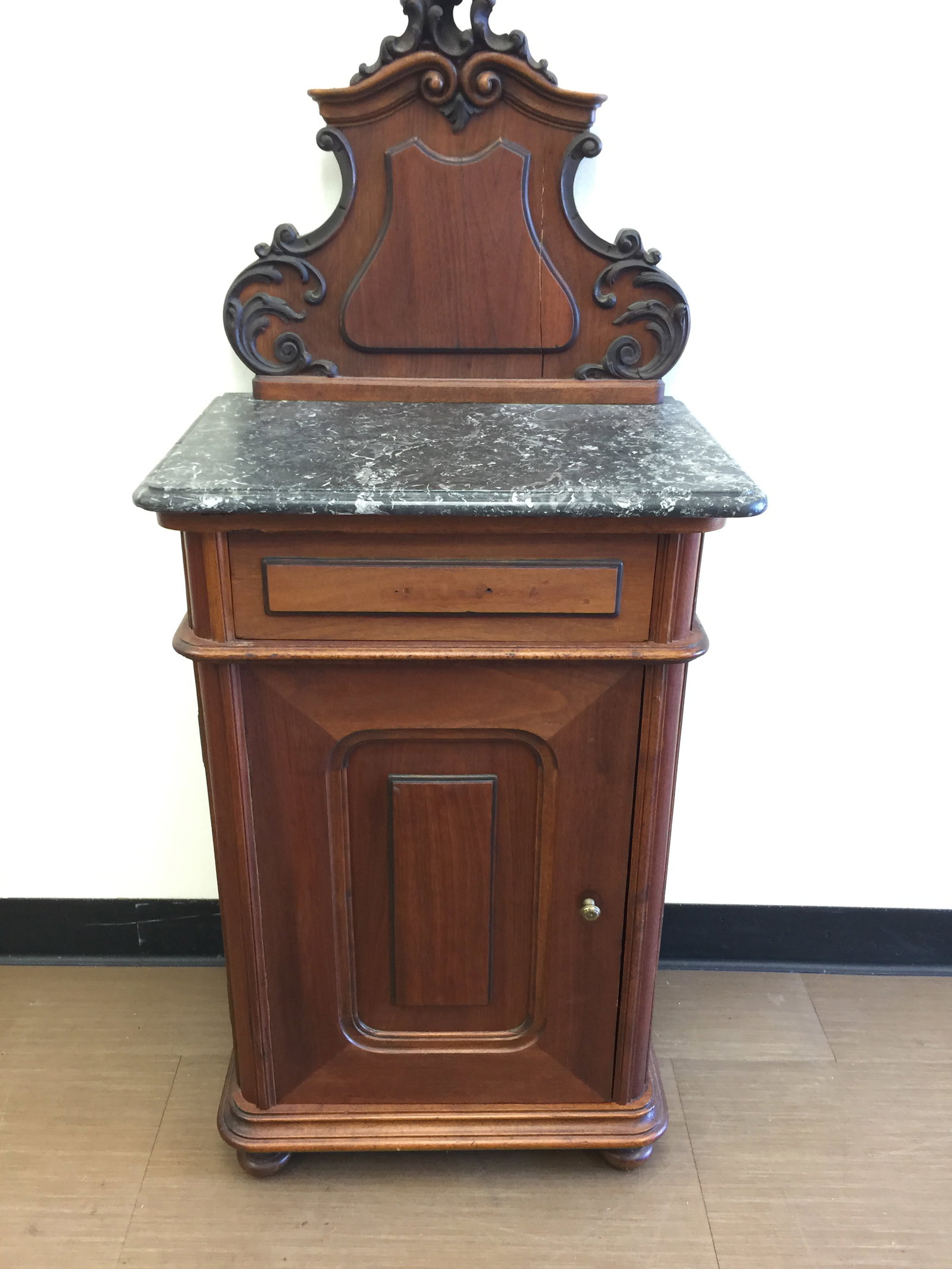 Antique Walnut Marble Top Night Stand (1 of 5)