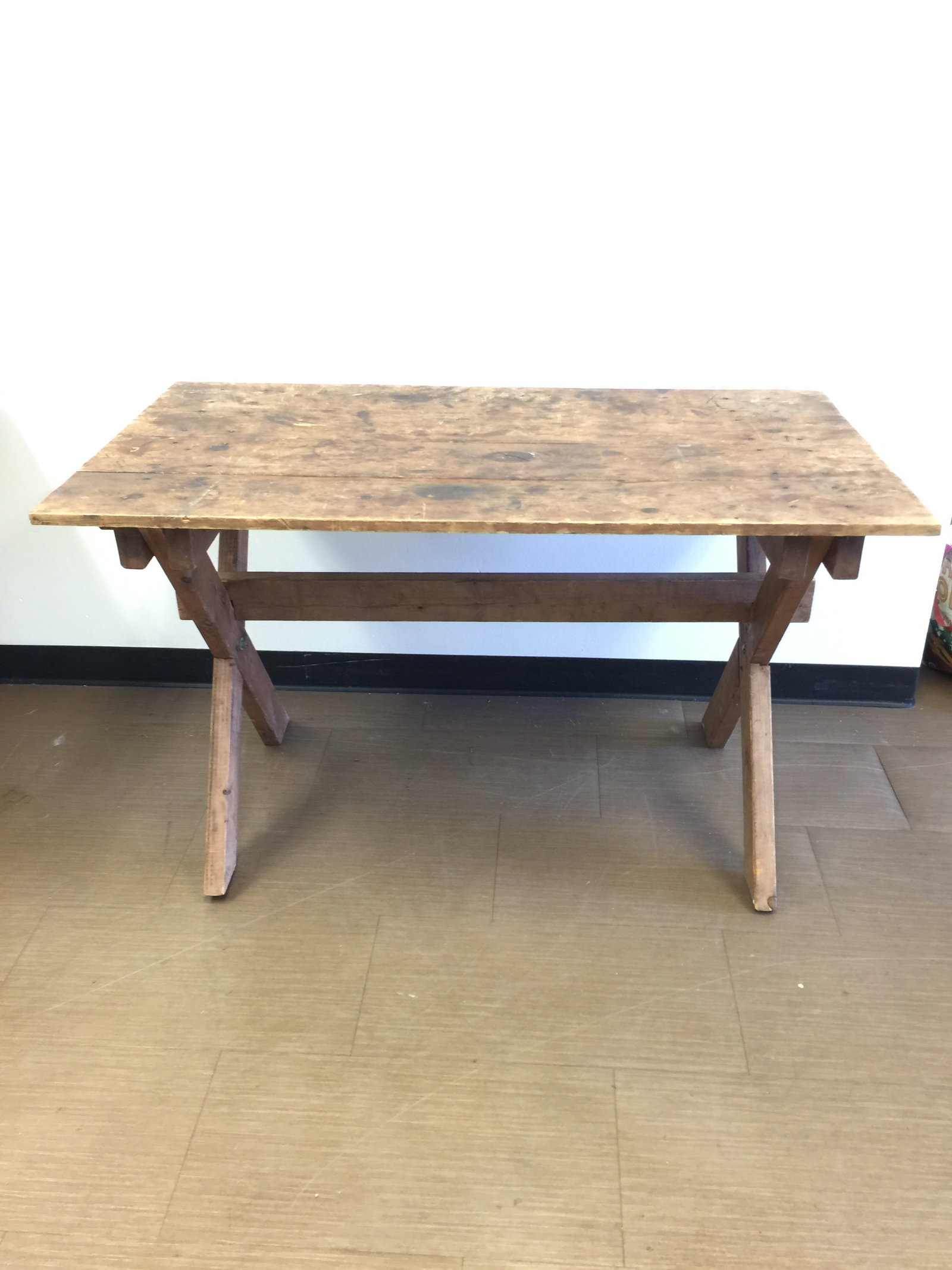 Antique Sawbuck Table: 52" x 29" x 31", breaks down into multiple pieces