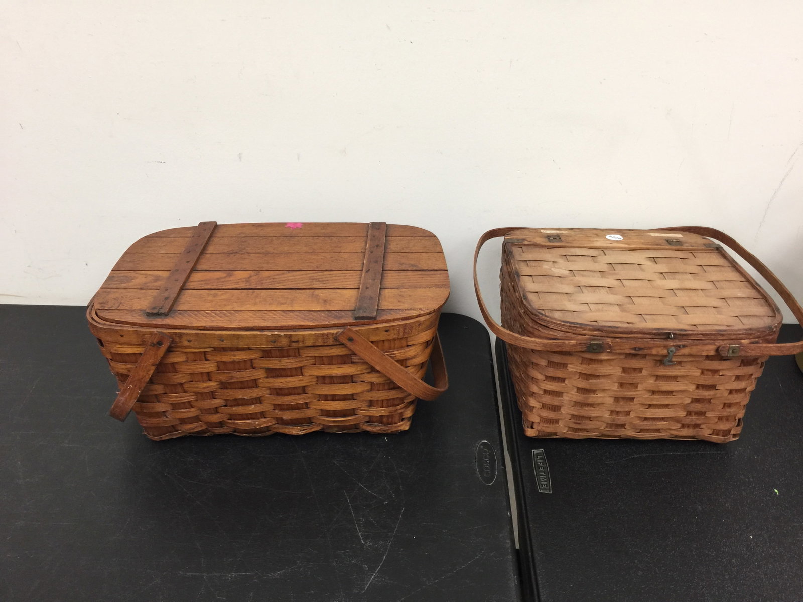 Vintage Picnic Putney Baskets (2): largest, 18"W.