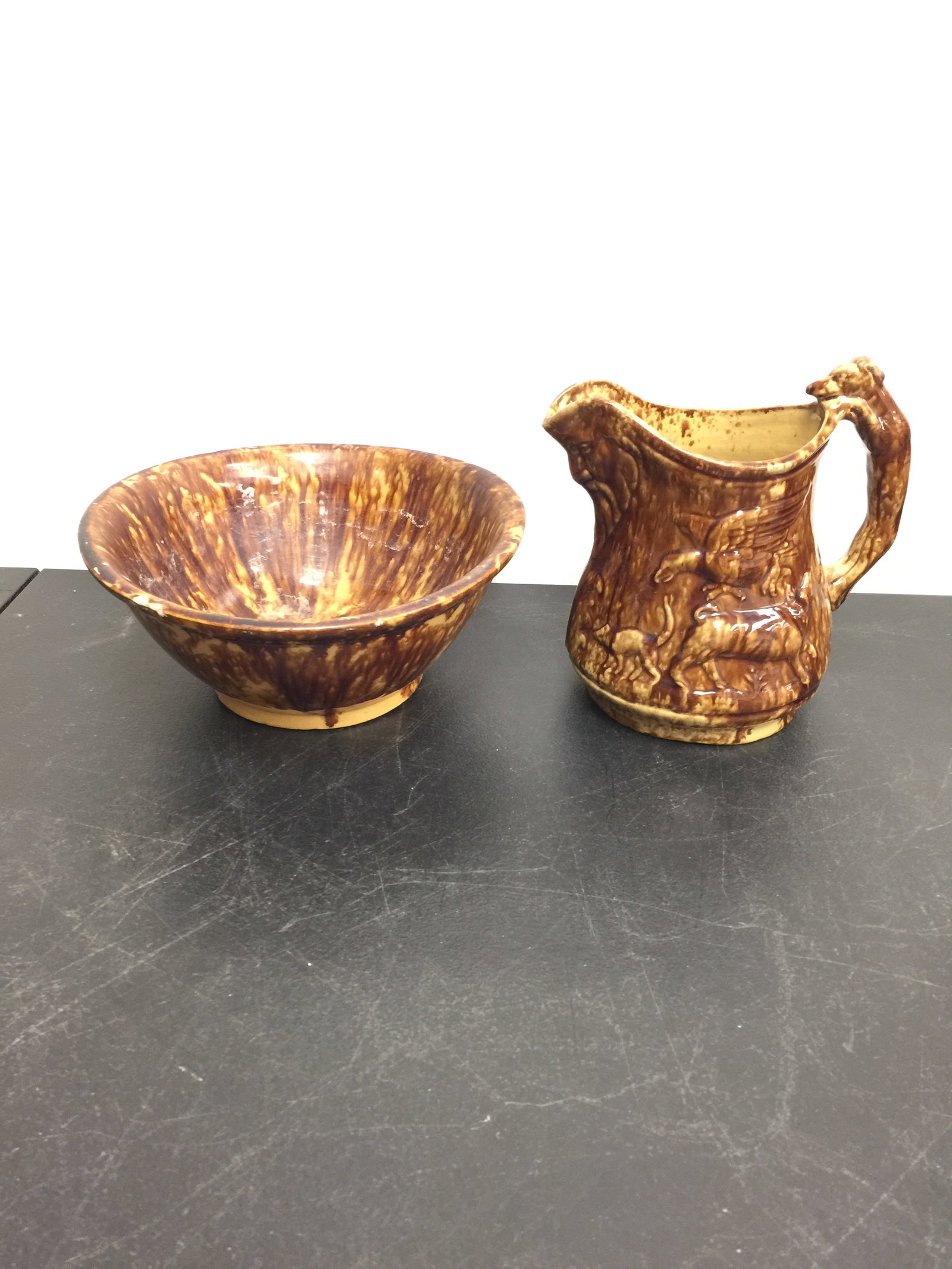 Antique Rockingham Pitcher & Bowl (1 of 6)