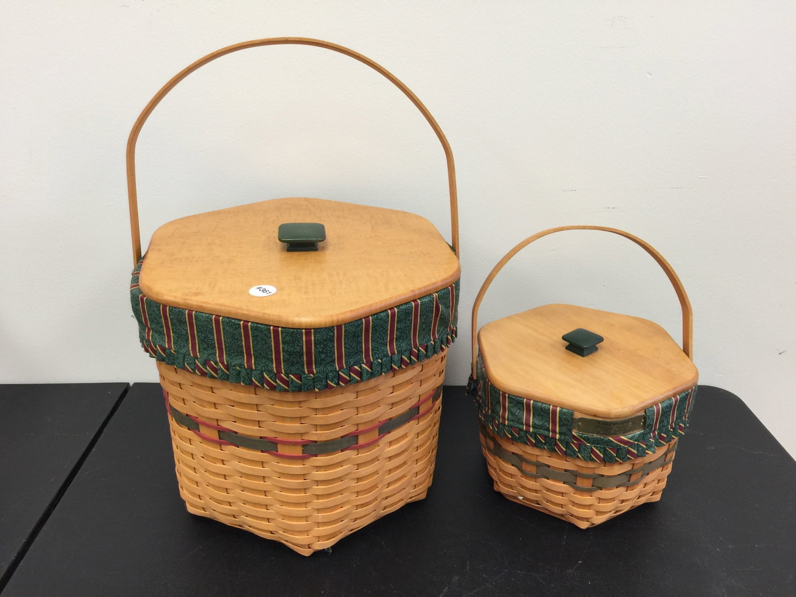 Longaberger Baskets (2): 1997 Snowflake baskets, chirstmas collection. Largest 21"H to handle.