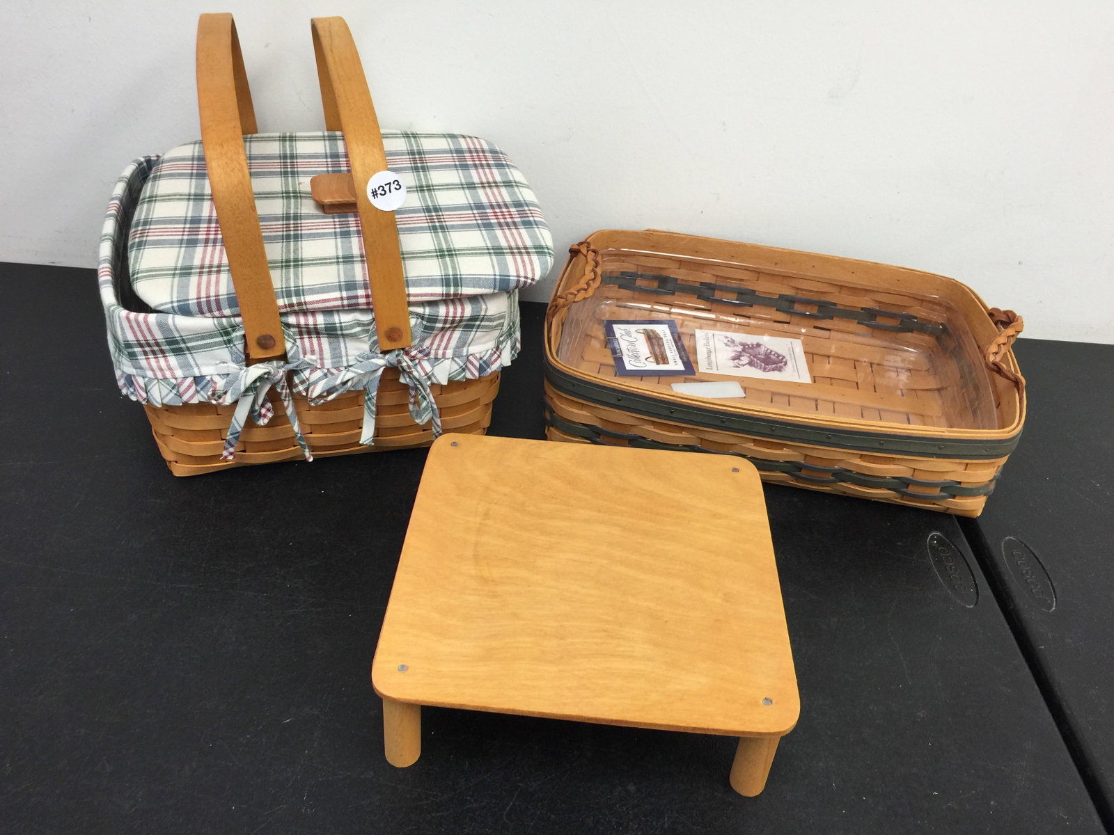 Longaberger Baskets (2): one has base, largest, 16"W.