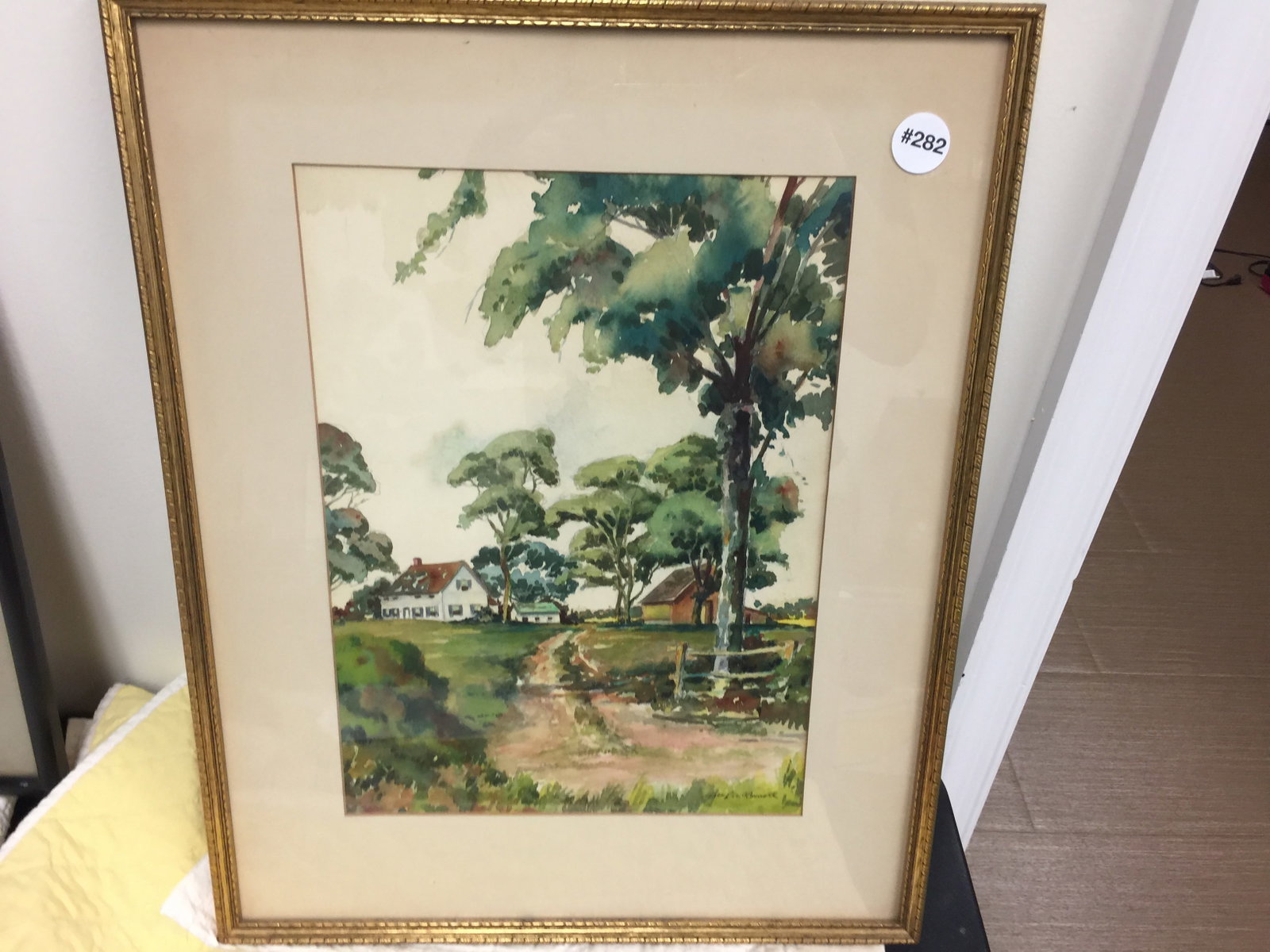 Signed Landscape Watercolor: SLR. Frame 16" x 20".