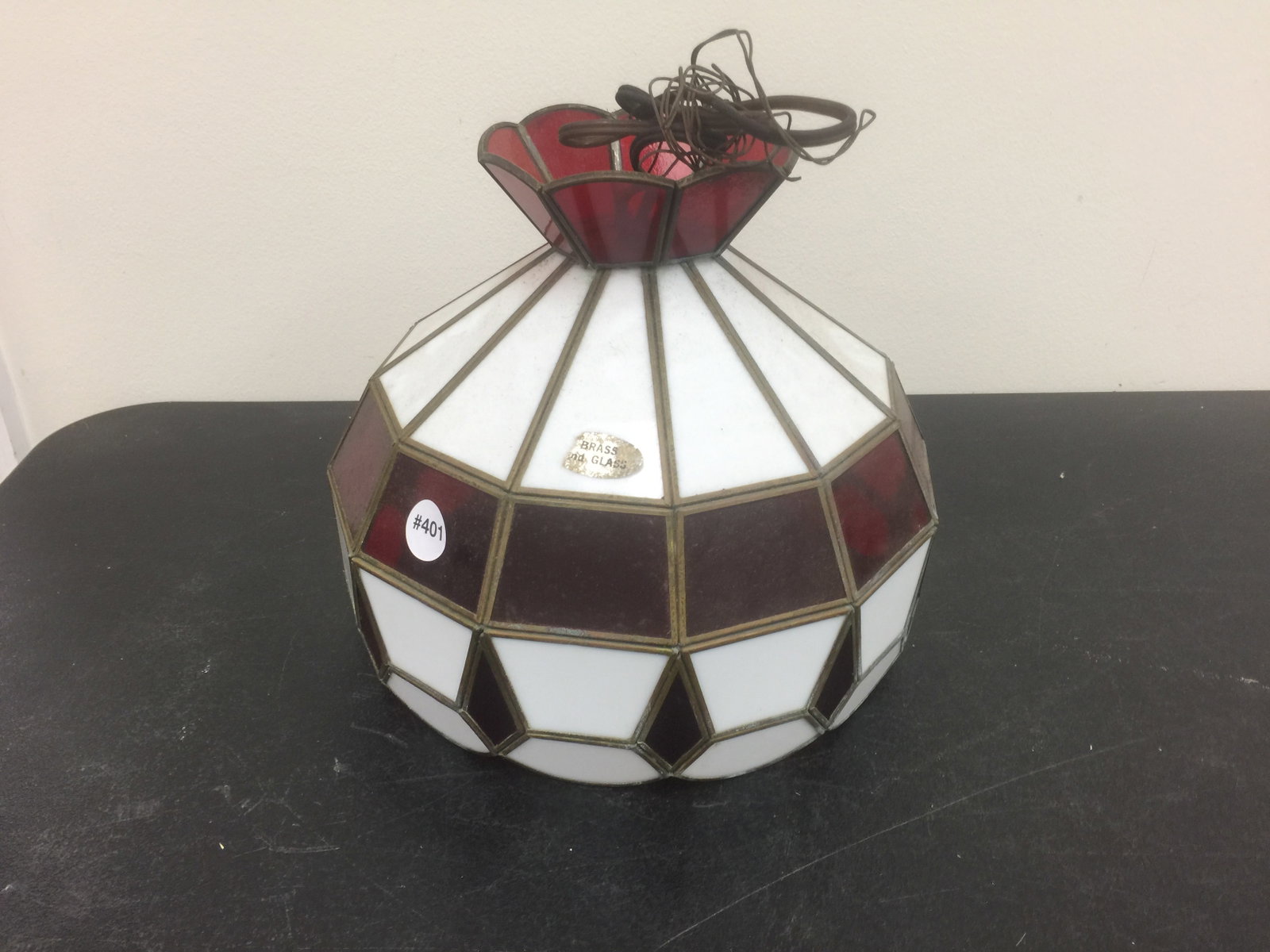 Slag Glass Hanging Shade: 10" x 12".