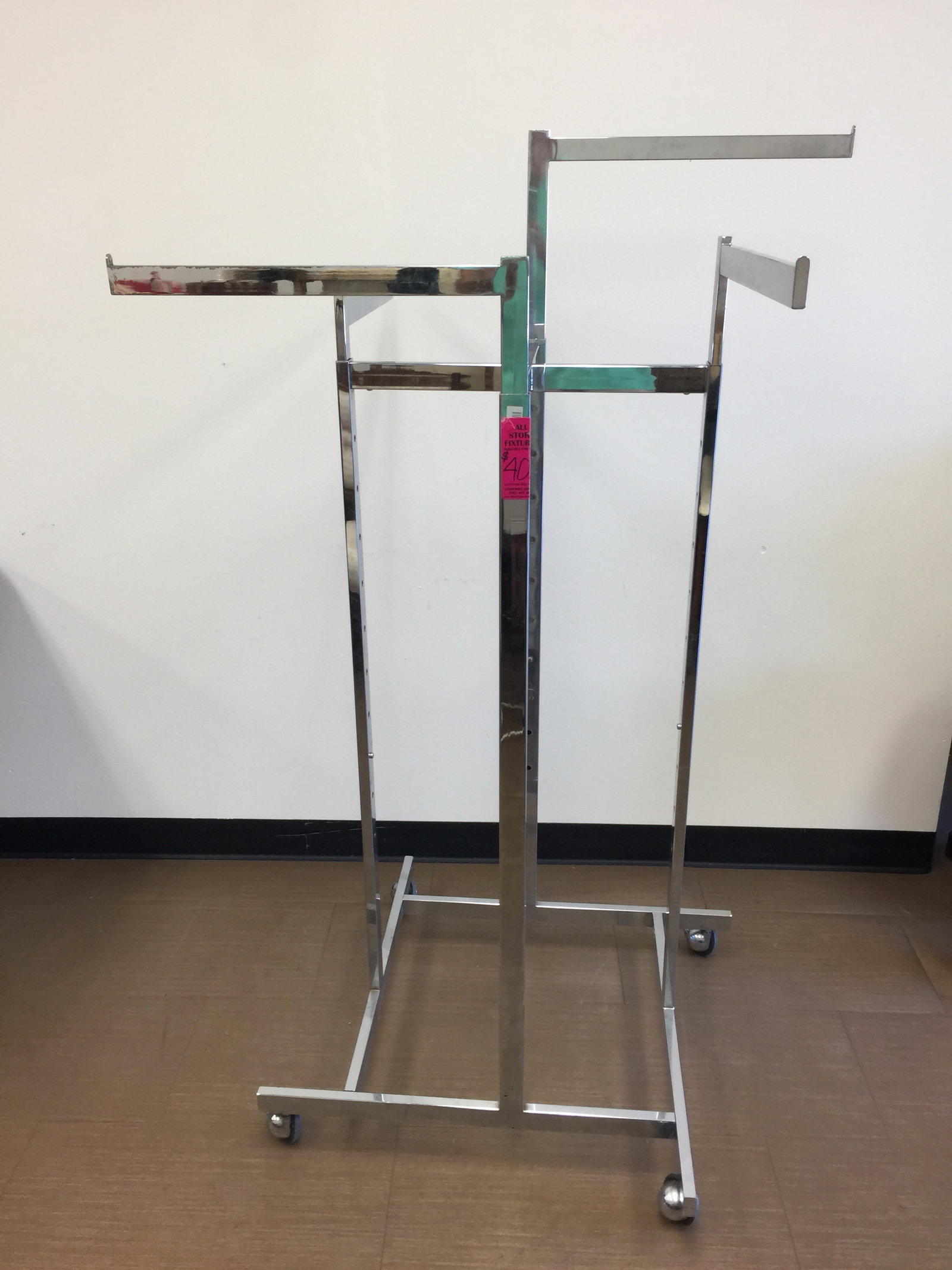 Chrome Rack: adjustable arms, base 48"x28".