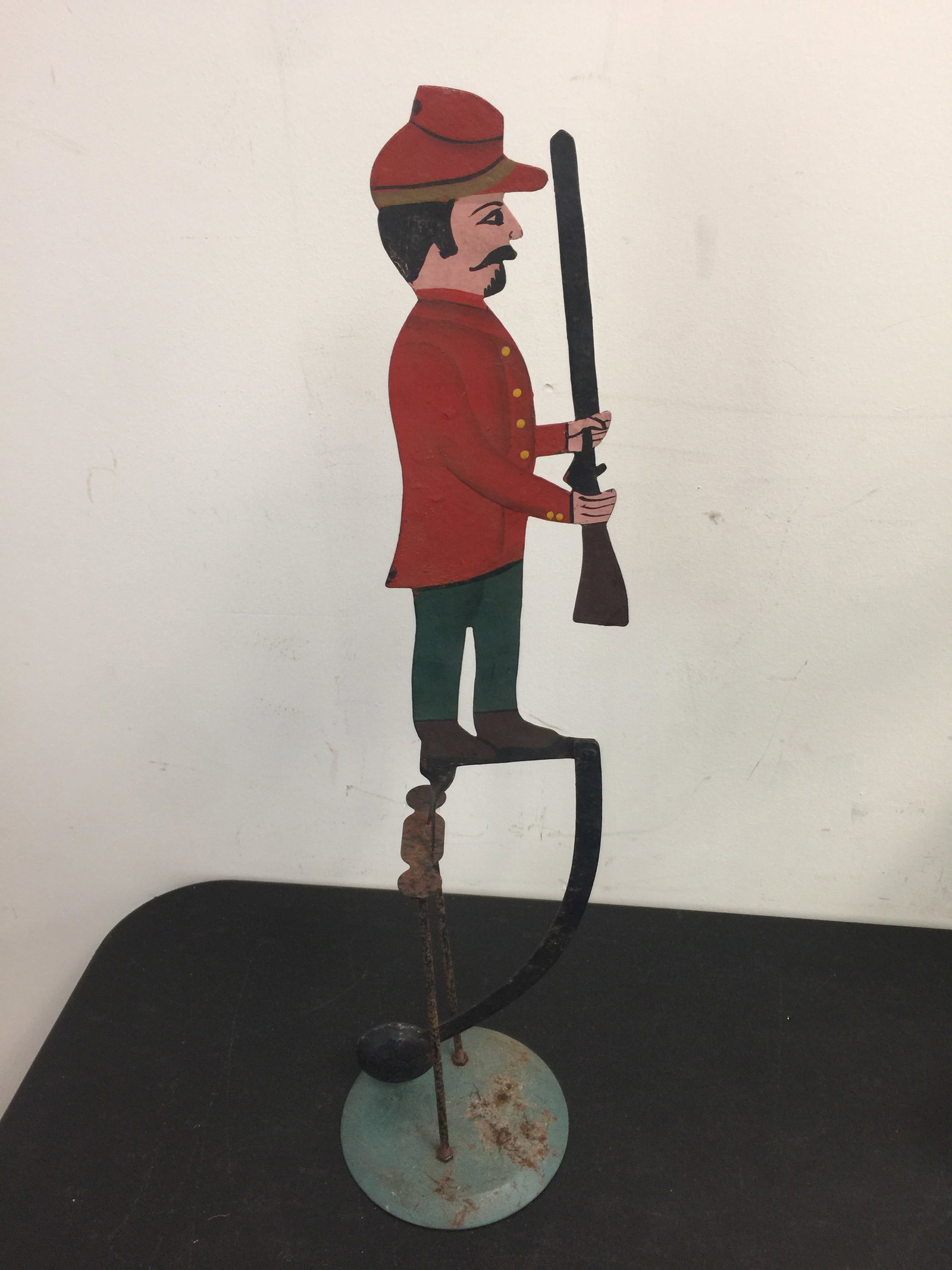 Folk Art Balance Toy: hunter, 21"H.