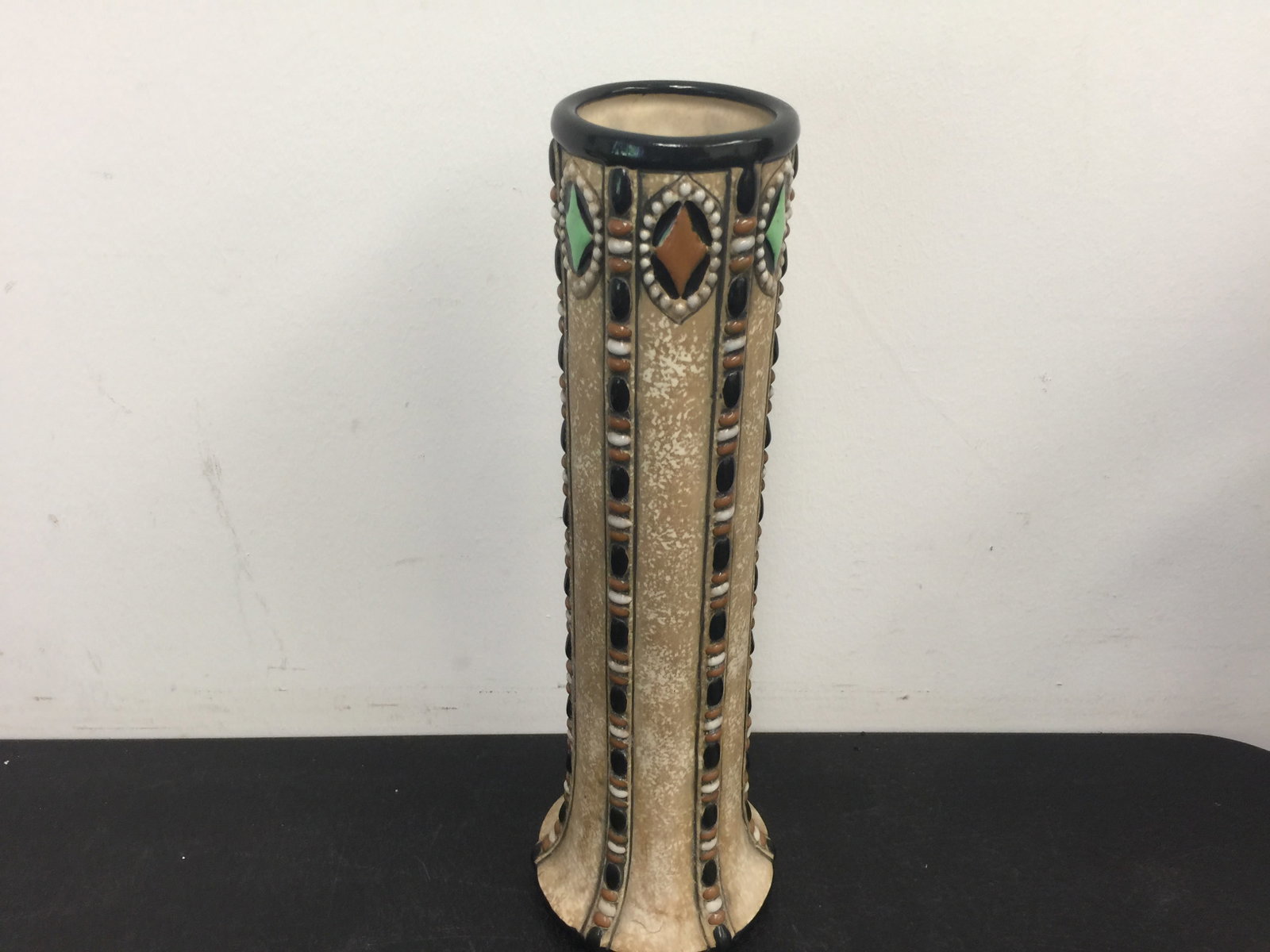 Imperial Amphora Pottery Vase: jeweled decoration, 13.5"H.