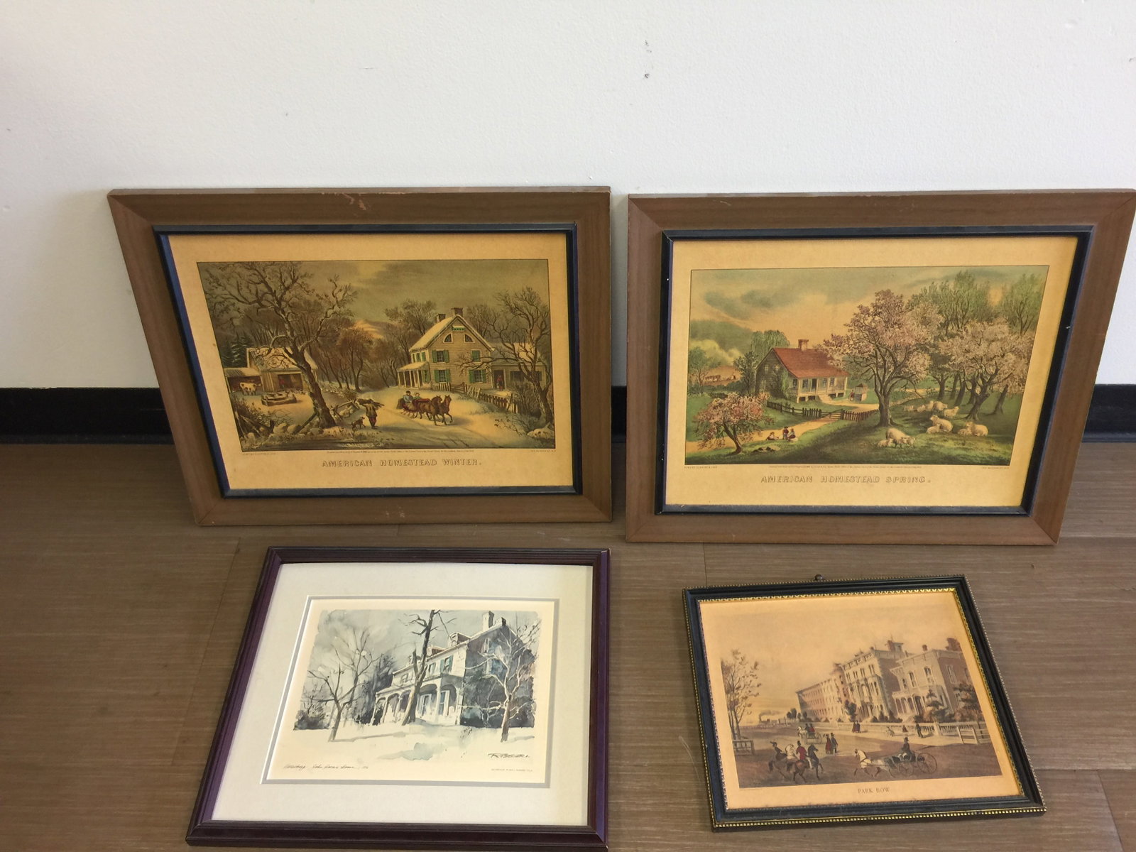 Art Lot (4): Includes Currier & Ives plus. Largest 22" x 18".
