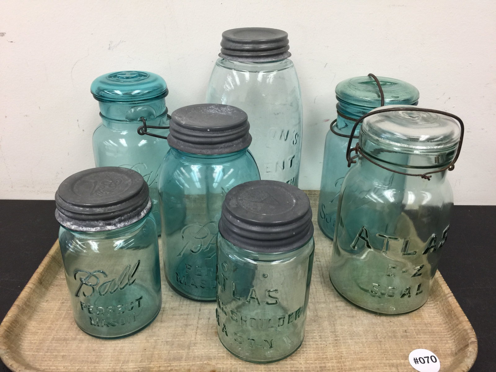 Mason Jars: Includes Atlas, Ball. Largest 9.5" H