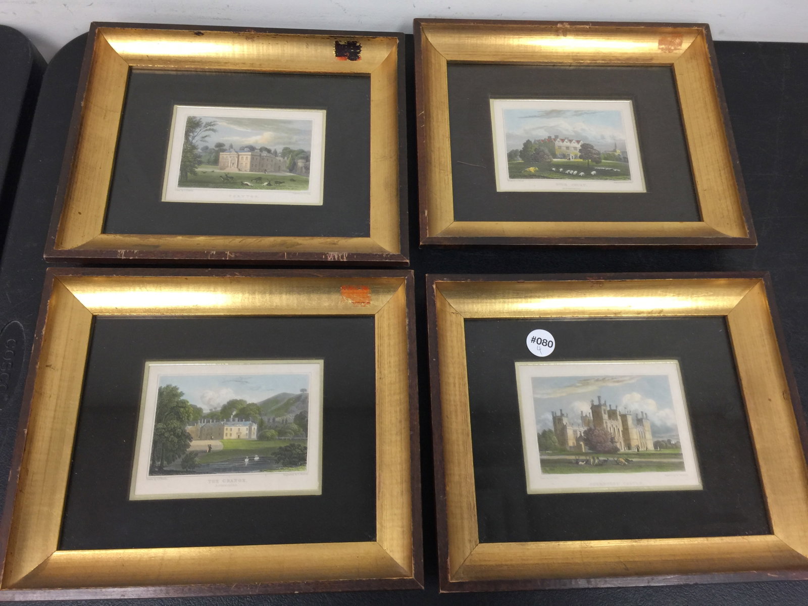 4 European Engravings: By JP Neale. Four various scenes. Frames 12" x 10".