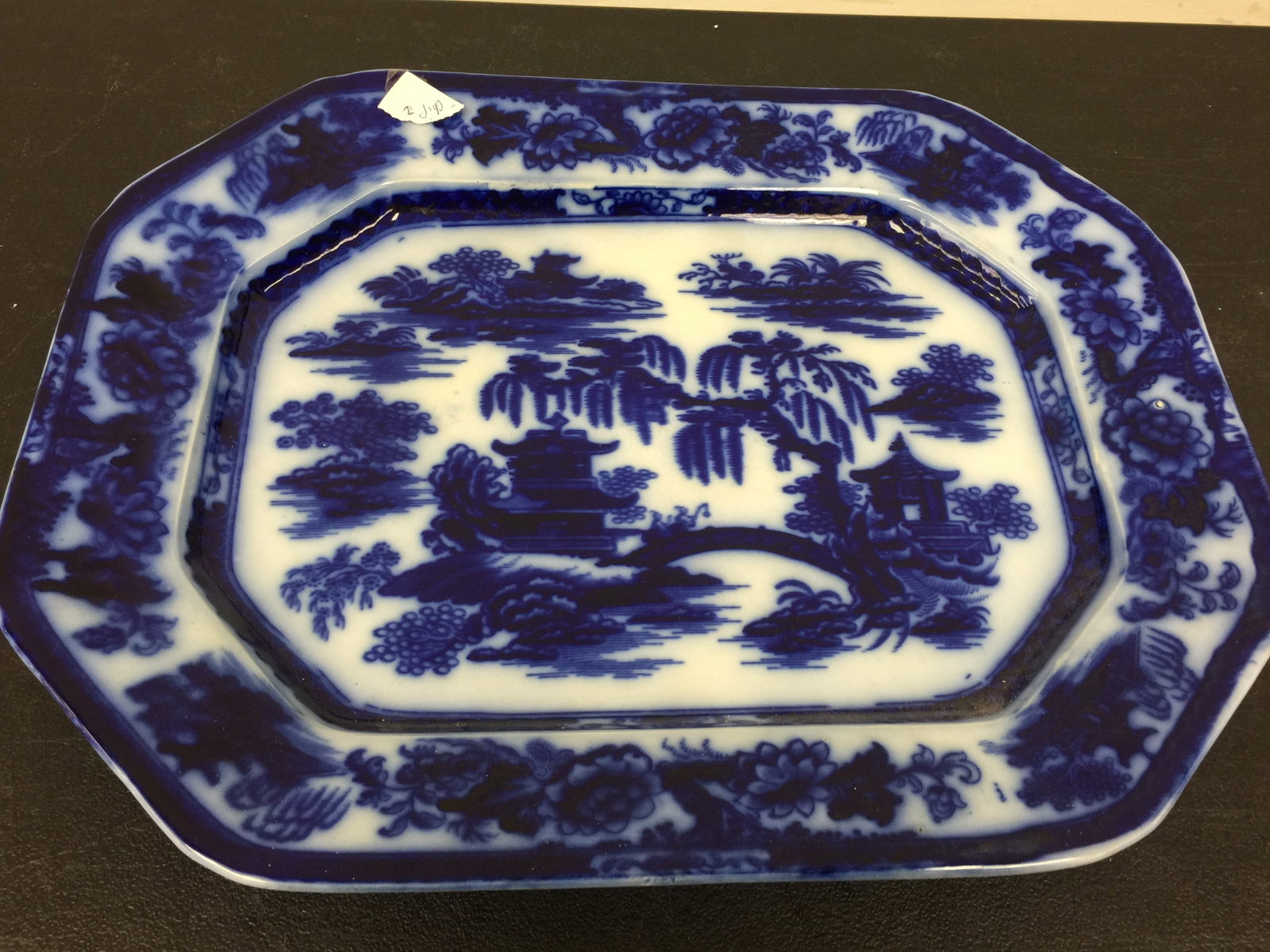 Flow Blue Manilla Platter: 17.5" W