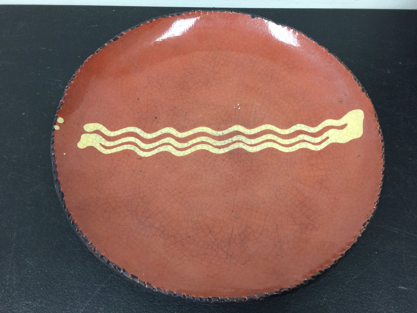 Greg Schooner Redware Charger: 12" W