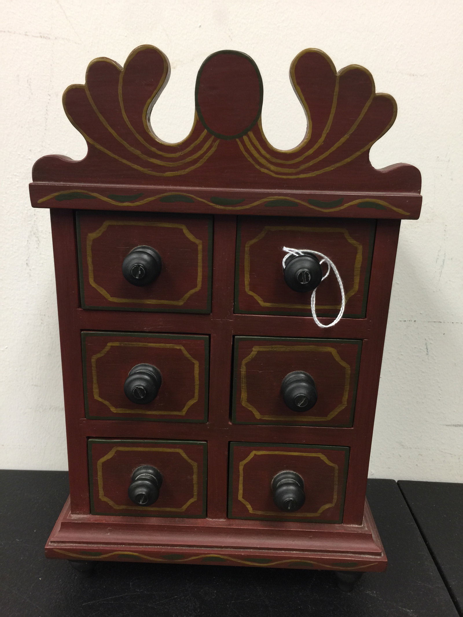 Folk Art Decorated Spice Chest: Hand painted. 13" H
