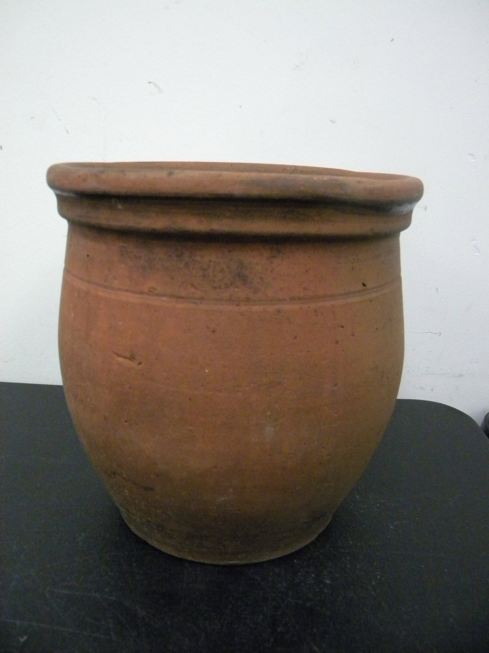 Antique Redware Planter: 8.5"H, interior glaze.