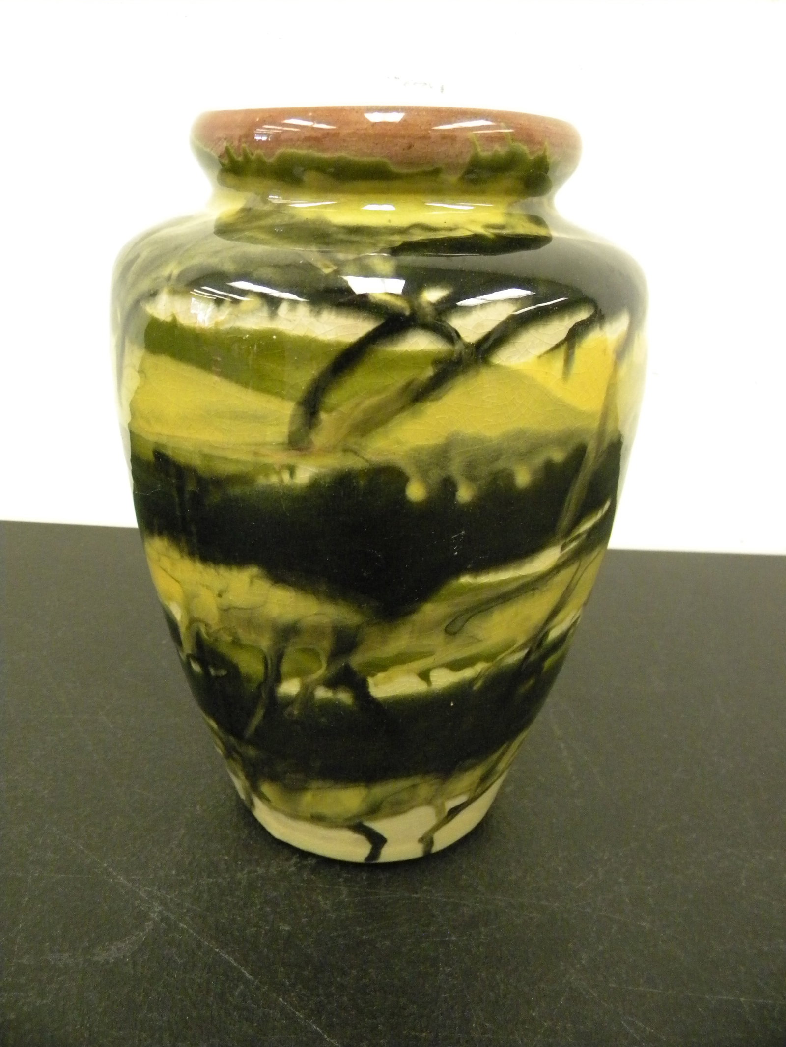 Peters and Reed Marbleized Vase: 8"H.