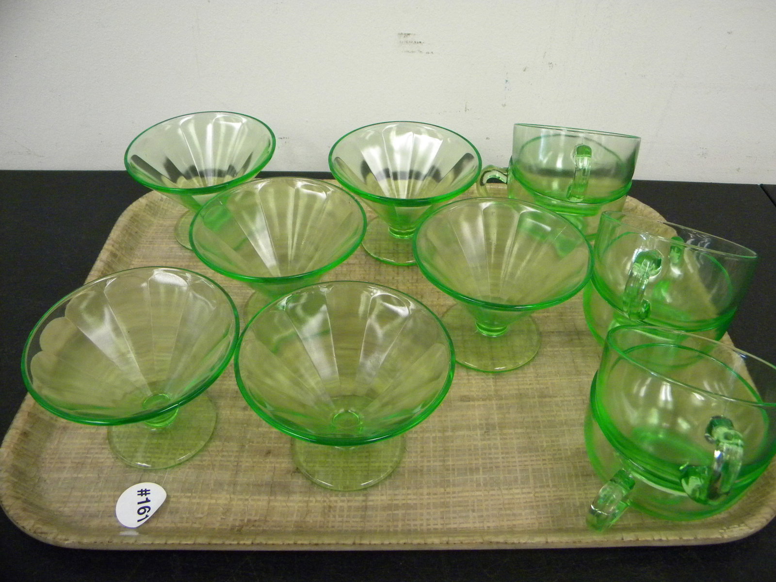 Uranium Depression Cups (12): sherbets and cups. 4".