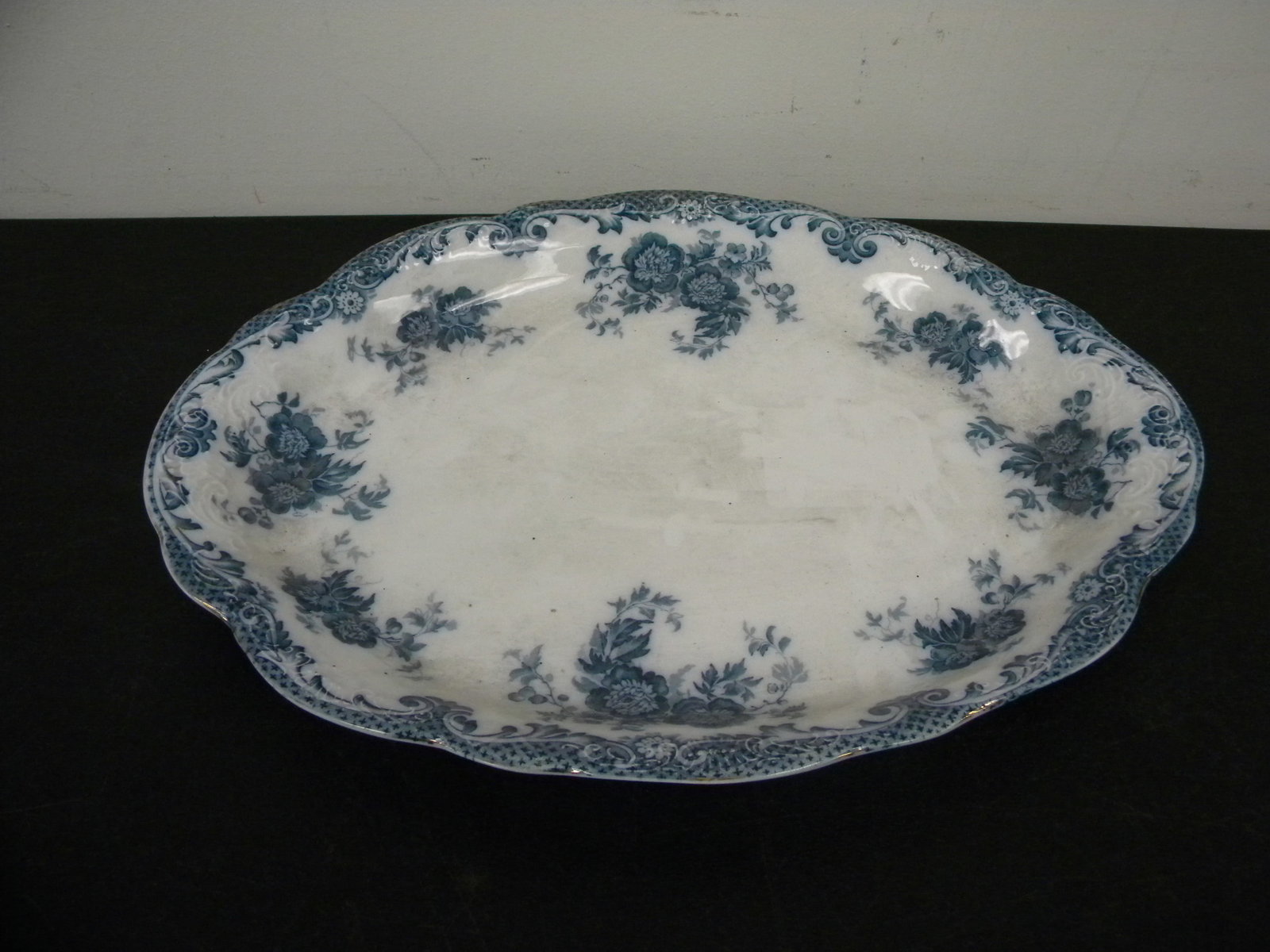 Flow Blue Platter: 16"W.