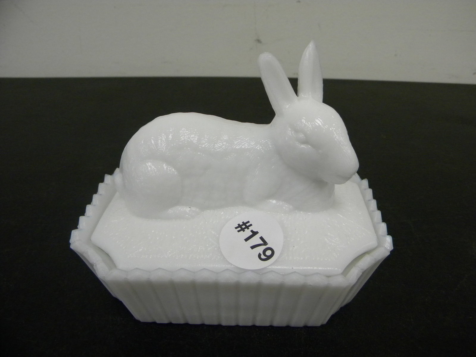 Milk Glass Rabbit on Nest: 5.5".
