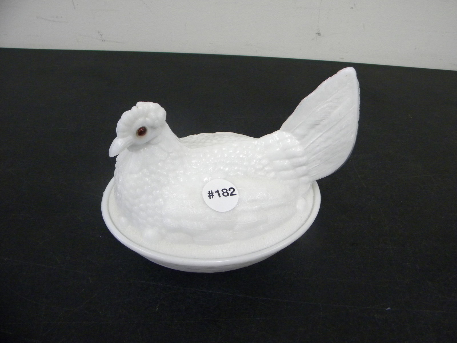 Milk Glass Hen on Nest: 7.5".