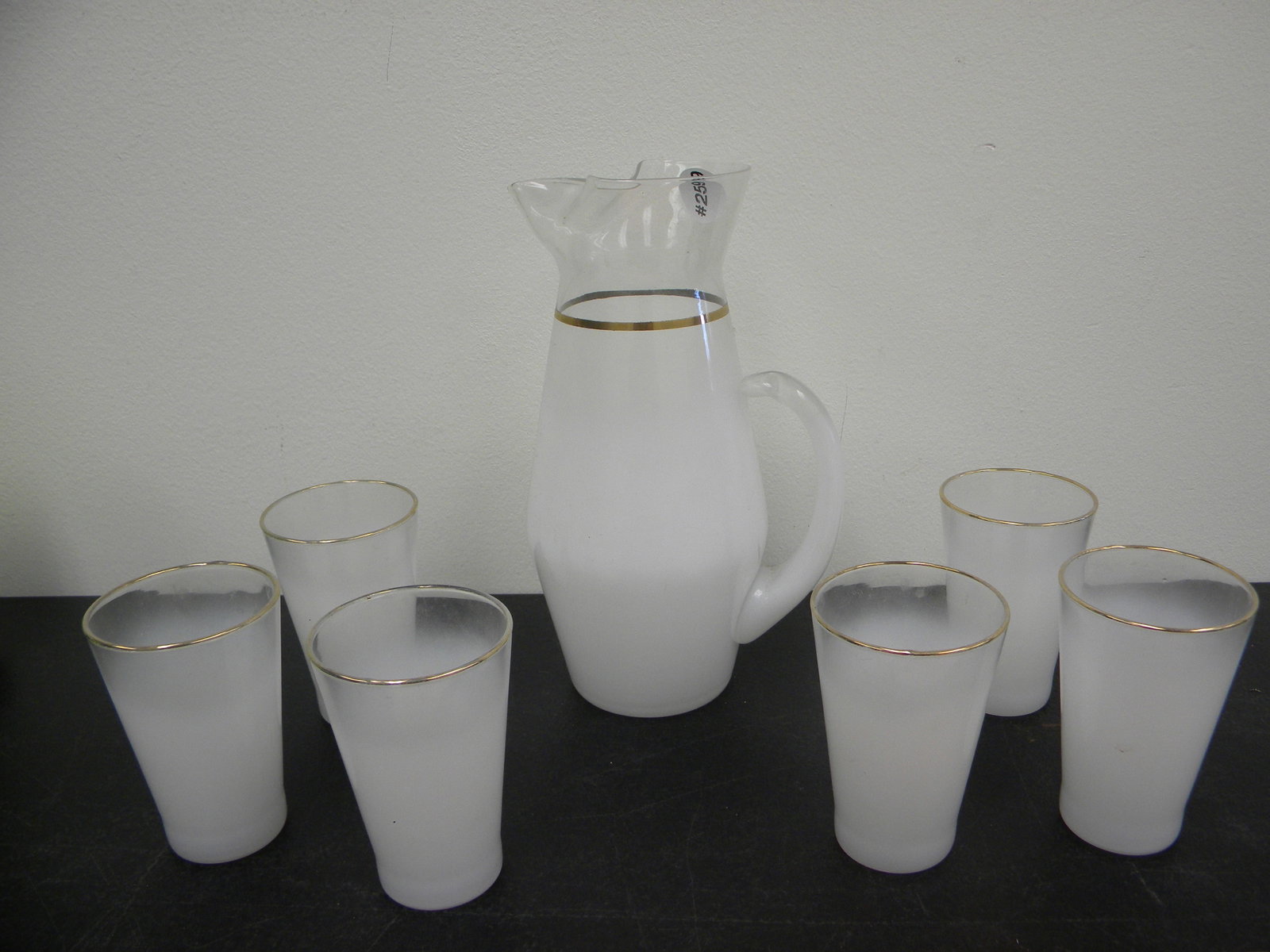 MCM Blendo Drinking Set: Pitcher 9" H. Includes 6 matching glasses.