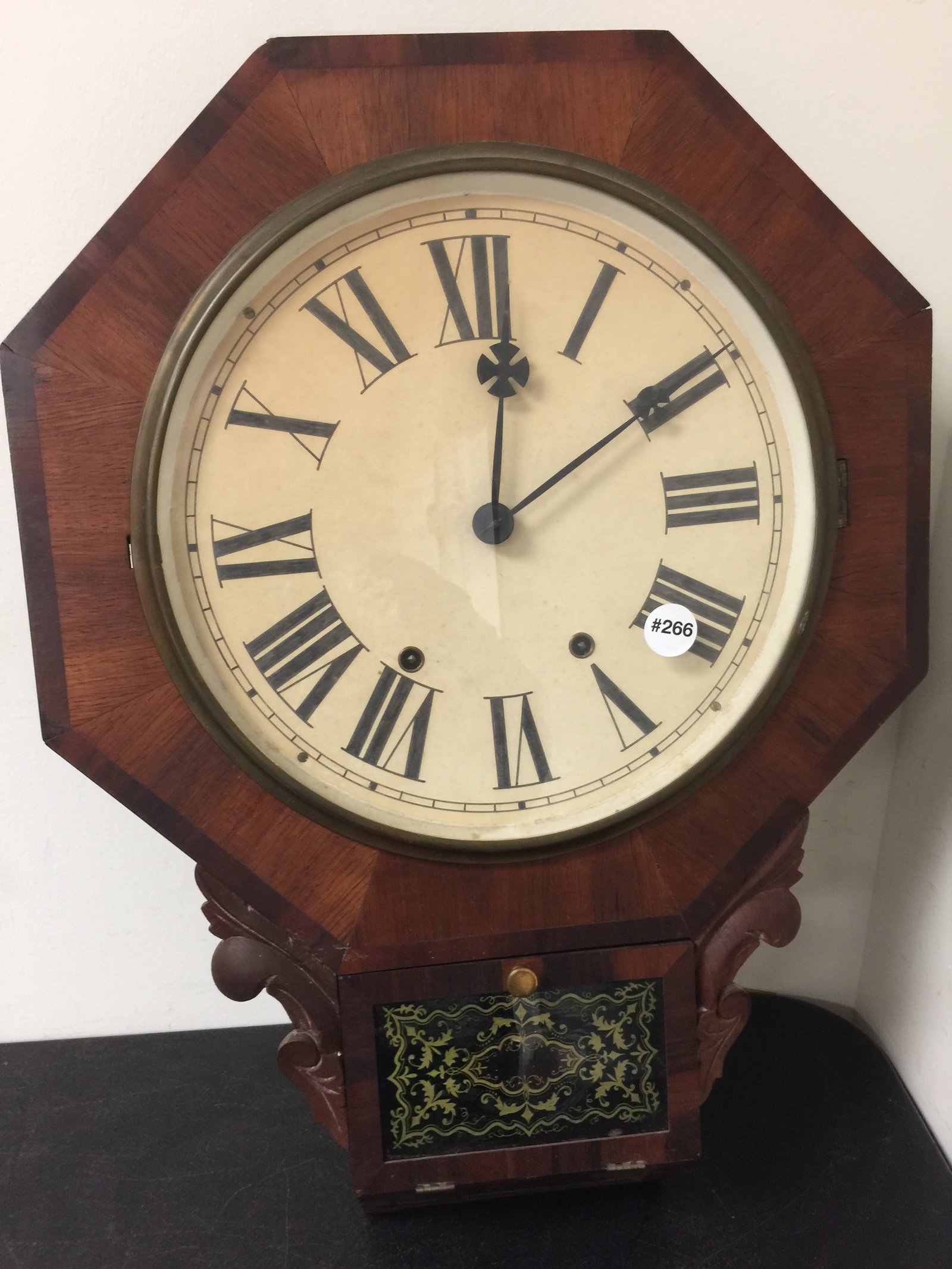 New Haven Drop Front Wall Clock: Has original label. 17" x 25".