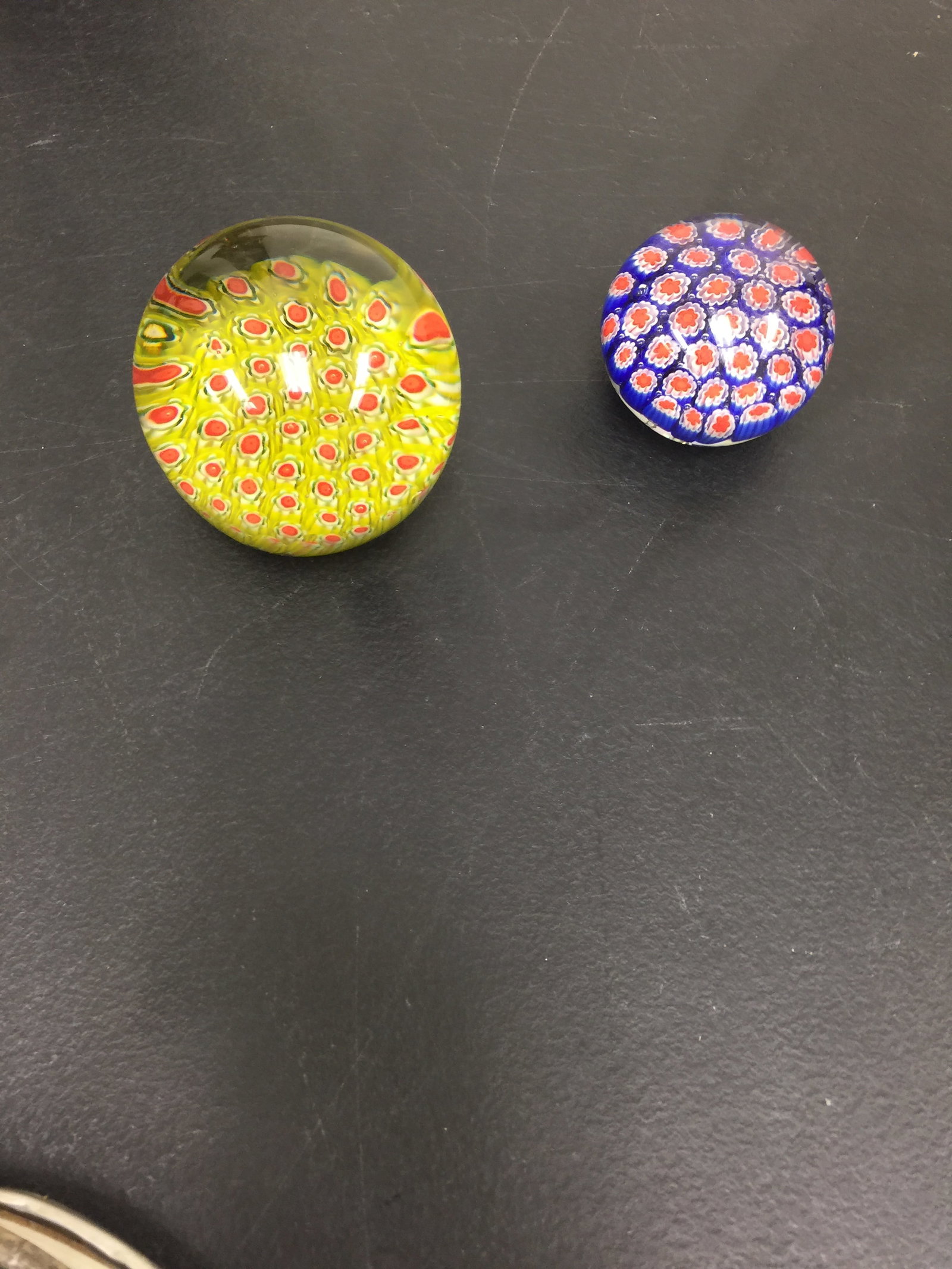 Pair of Millefiori Glass Paperweights (1 of 3)