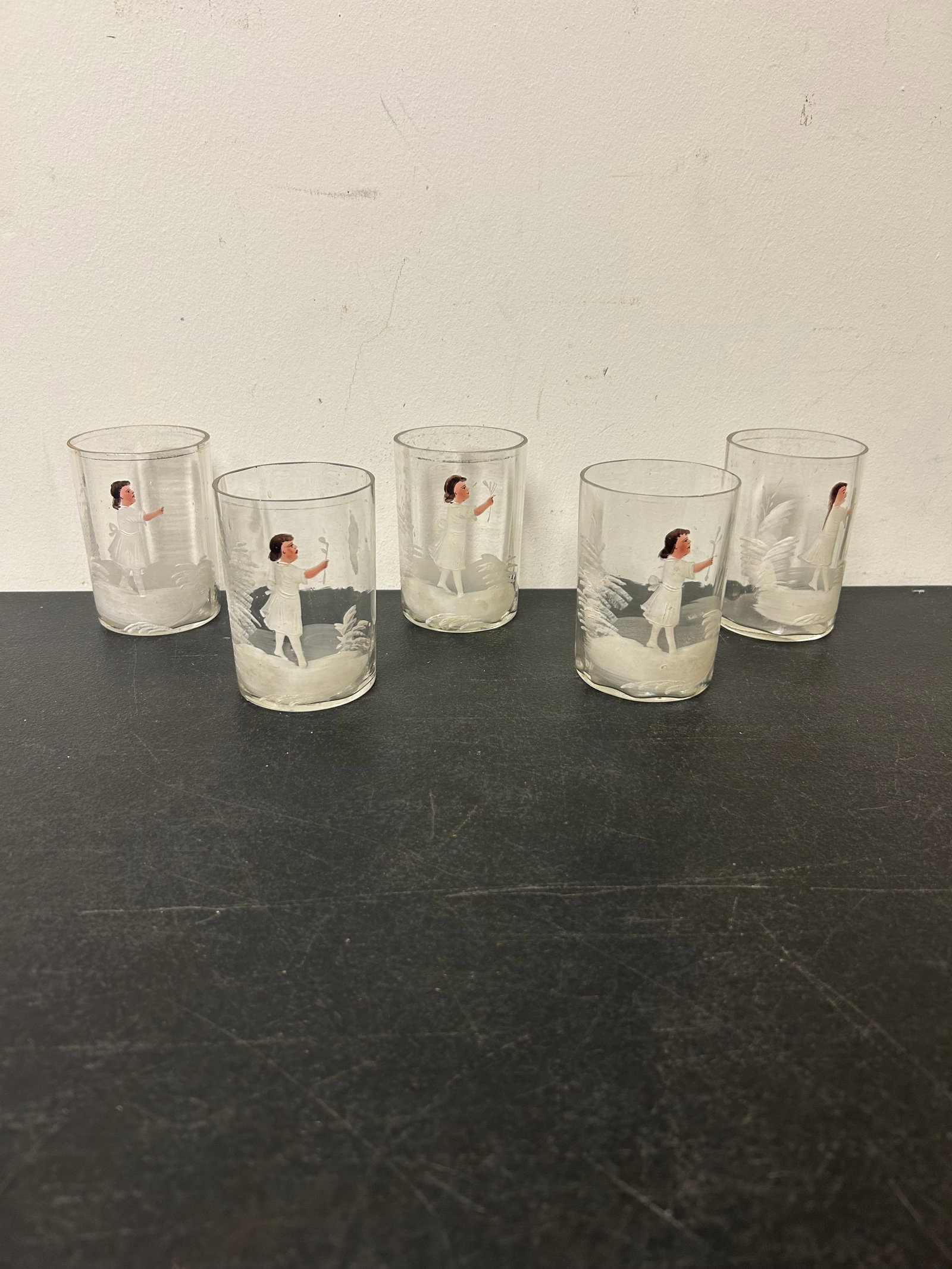 Set of 5 Mary Gregory Glasses (1 of 4)