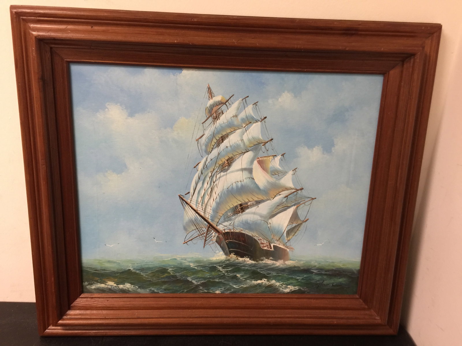 Signed Oil on Canvas Clipper Ship (1 of 5)