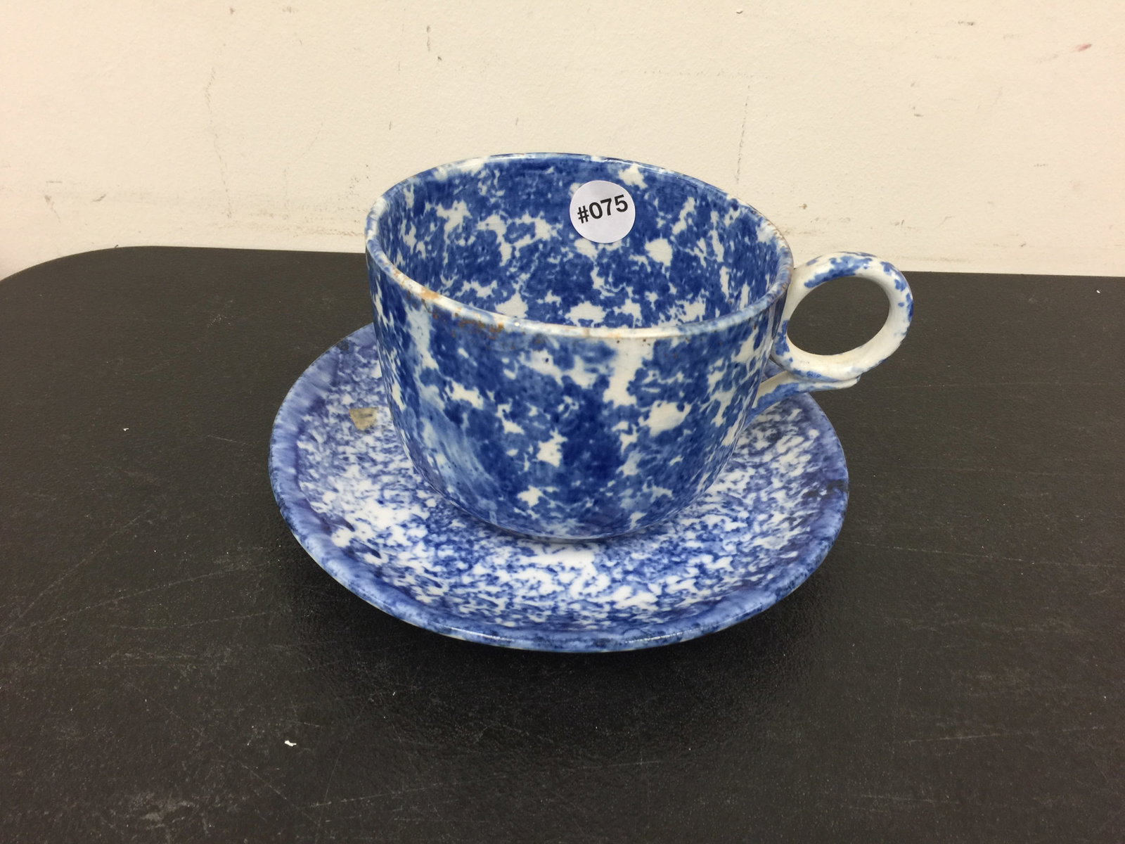 Oversized Spongeware Cup & Saucer: 8" W