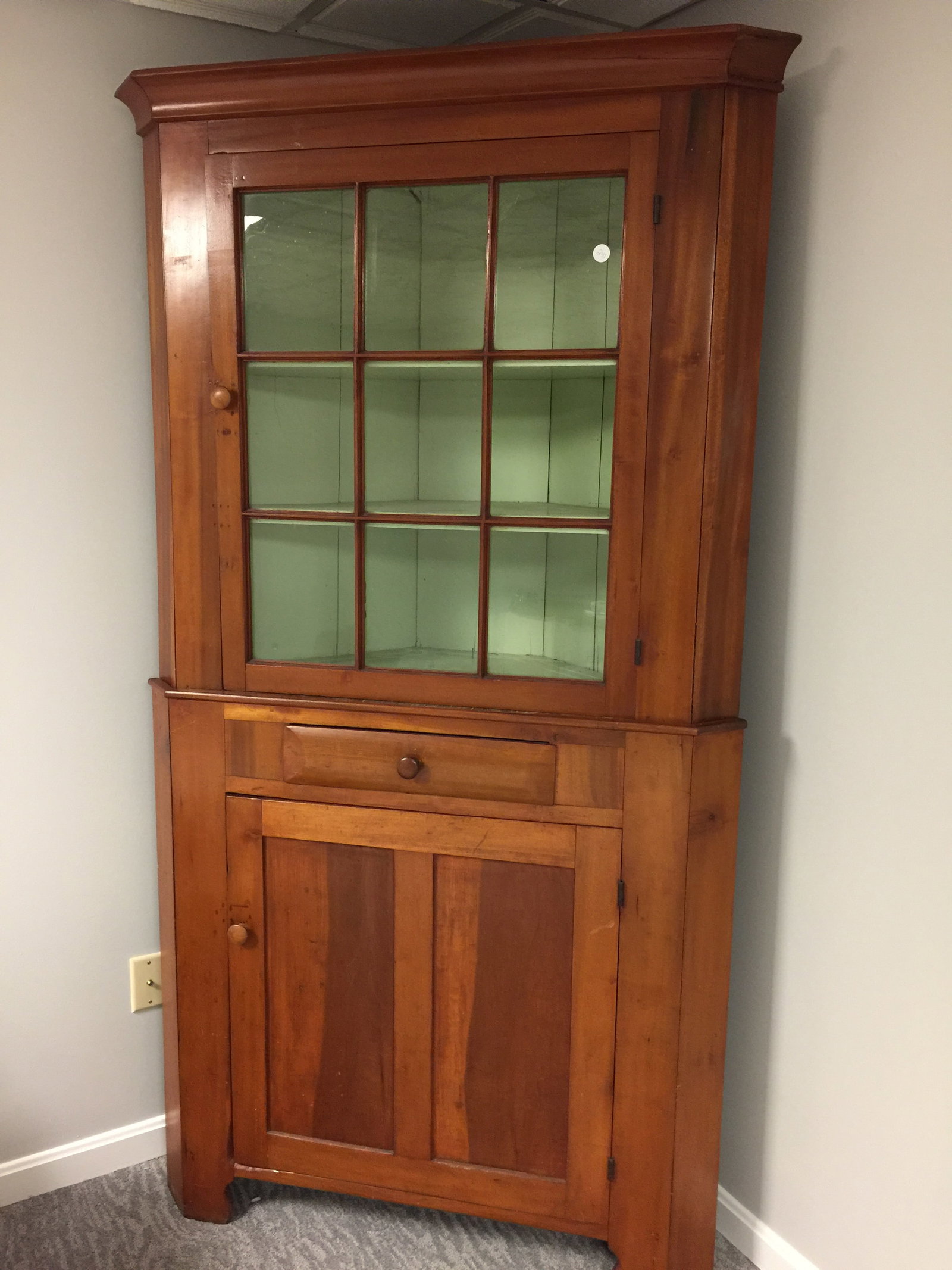 Softwood Nine Pane Corner Cabinet (1 of 4)