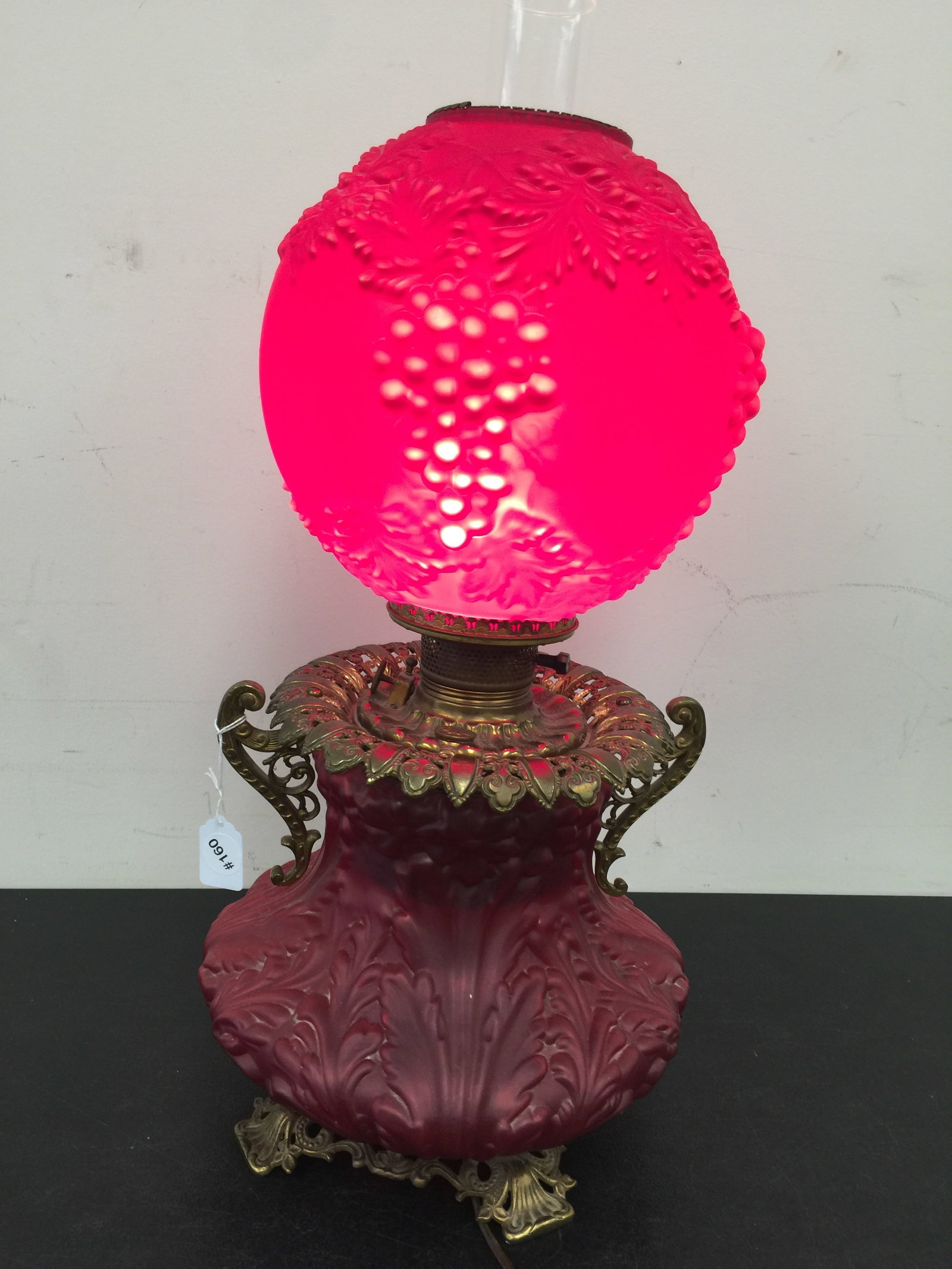 Satin Red GWTW Lamp: 26" H
