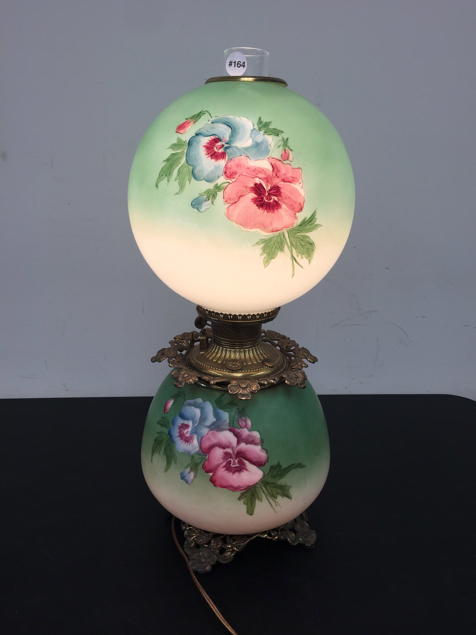 Antique GWTW Lamp: Hand painted. 26" H.