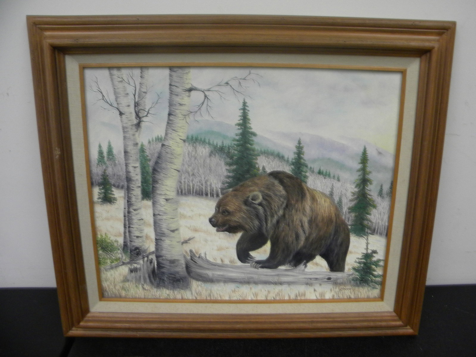 Paul W. Houck Signed OIl on Board: SLR, Titled "Grizzle Montana", hand written info on back, frame 26"x22".