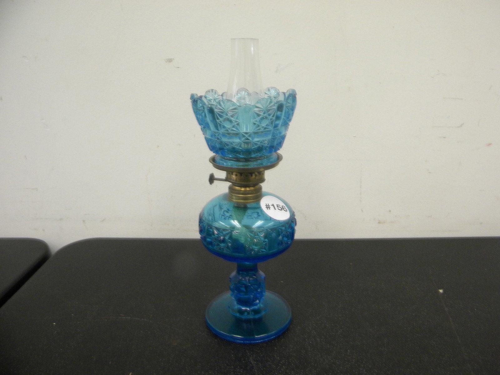 Stars and Bars Oil Lamp: complete, 9.5"H.