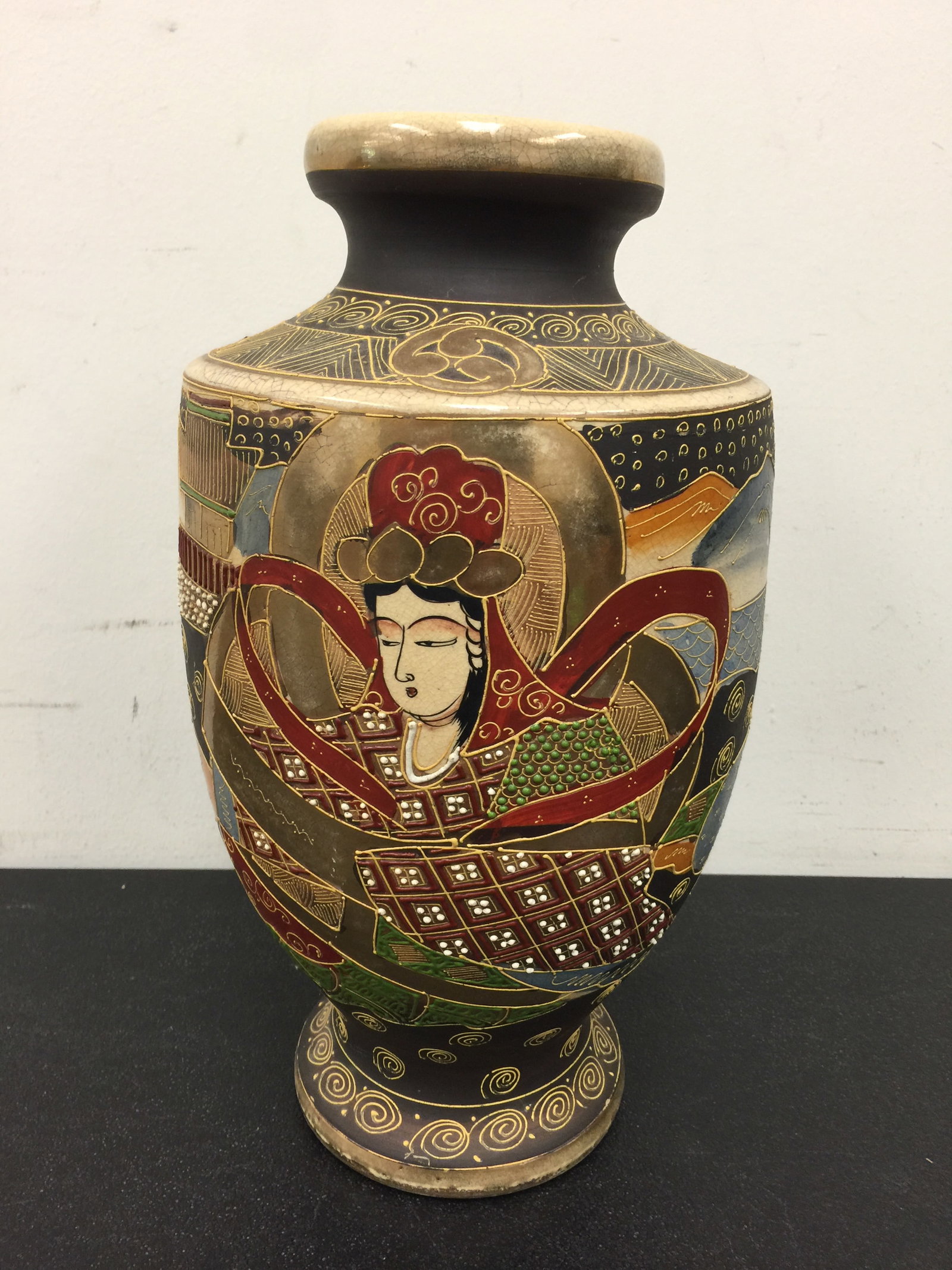 Japanese Satsuma Vase: 13".