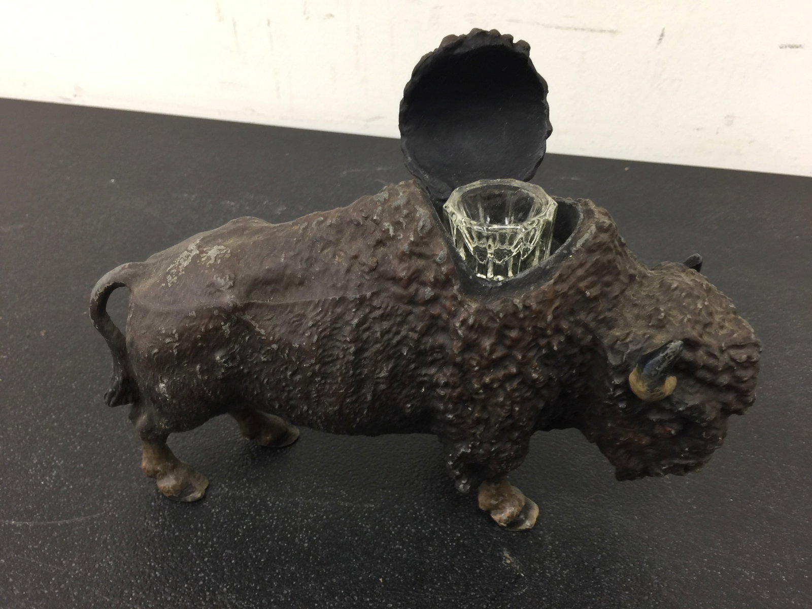 Antique/Vintage Cast Bison Inkwell (1 of 3)