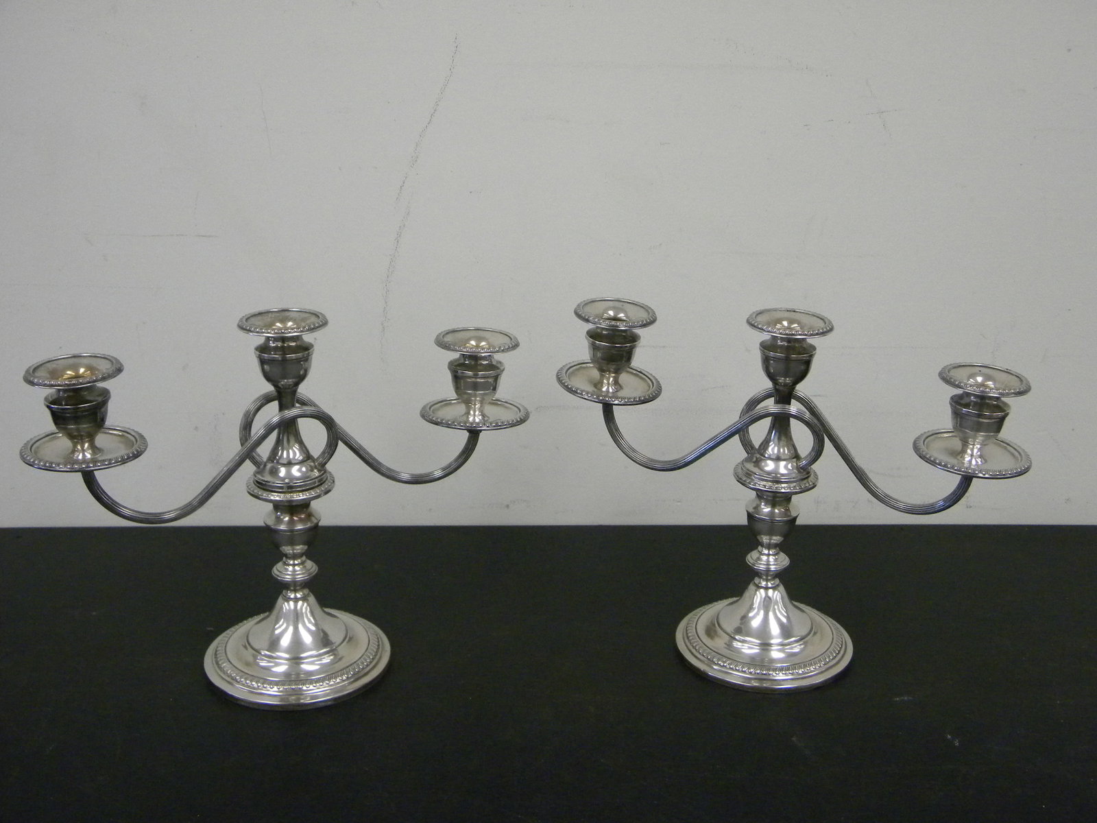 Sterling Weighted Candlelabras: two pieces, 10"x14".