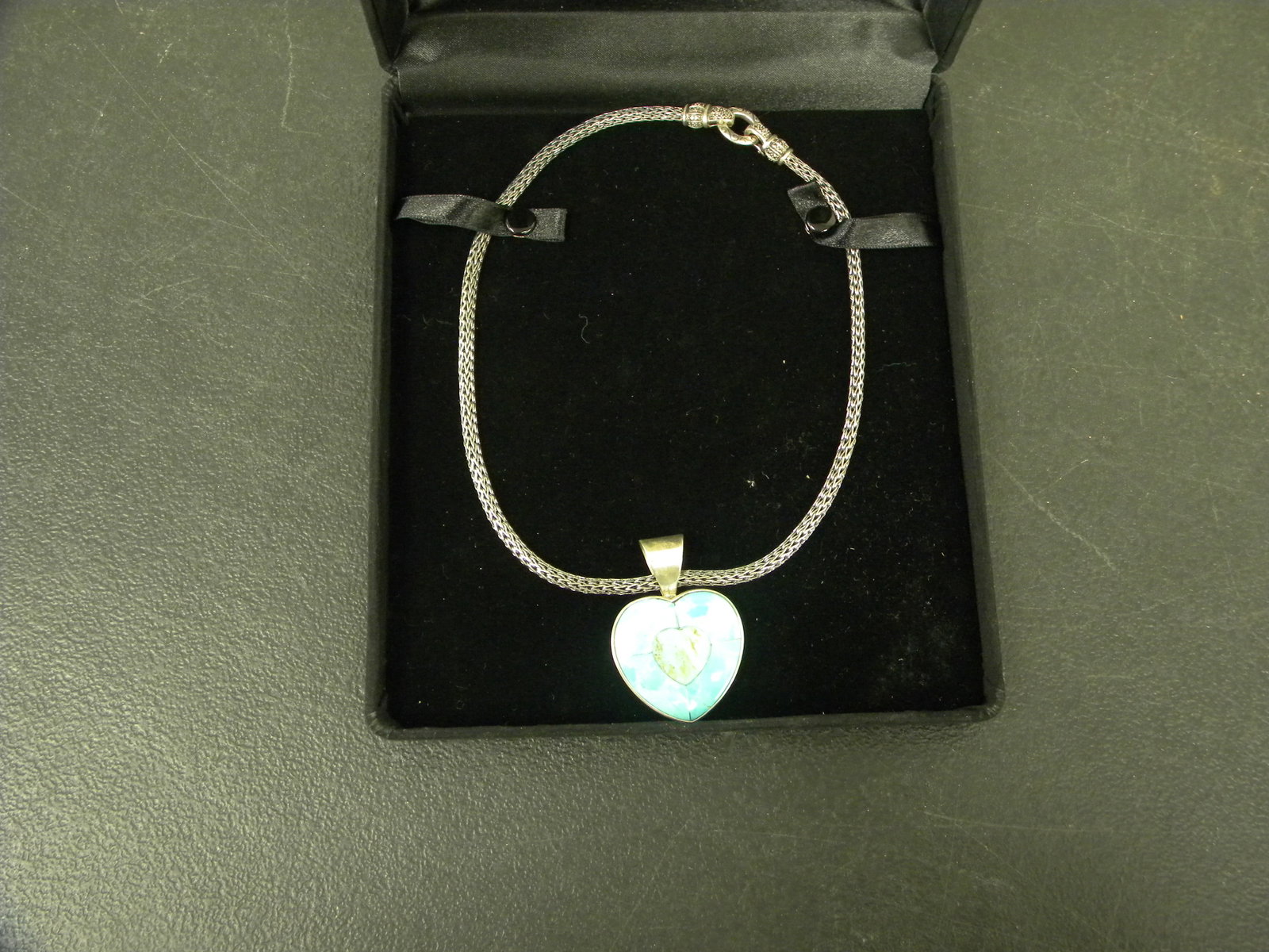 Sterling Necklace & Heart Sterling Stone Pendant (1 of 3)