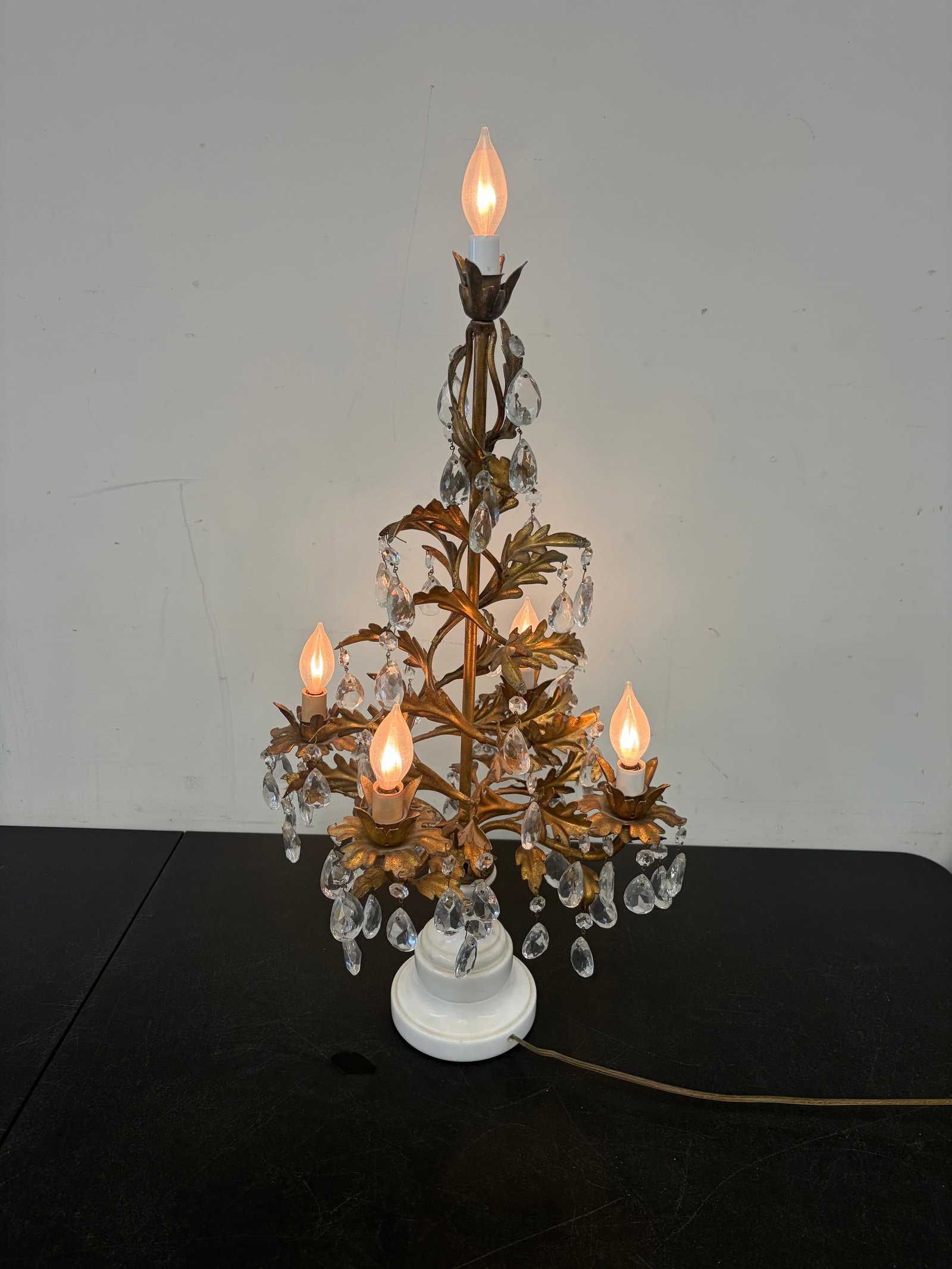 Italian Tole Hollywood Gilt Lamp (1 of 5)