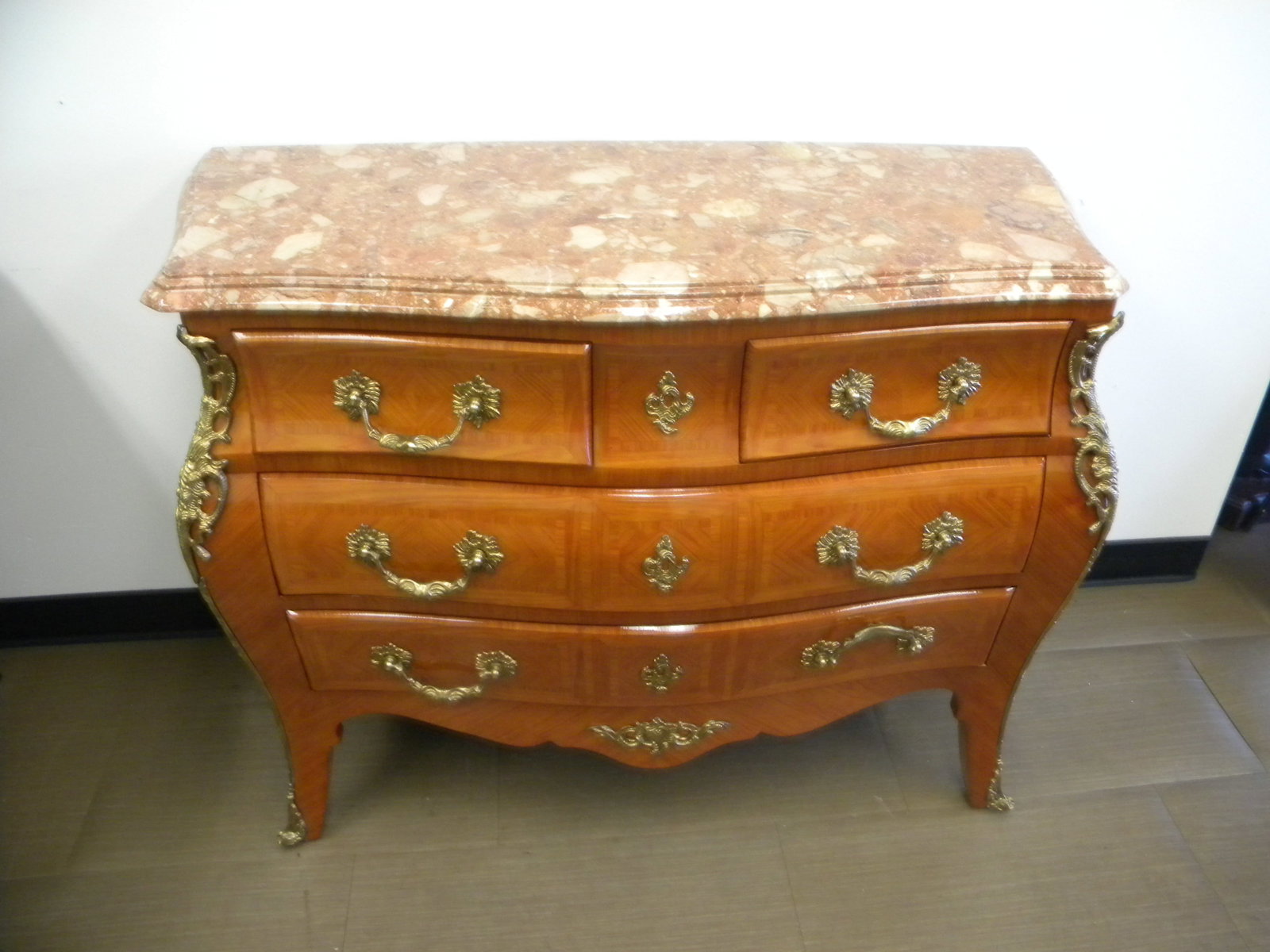 French Marble Top Bombe Chest (1 of 4)