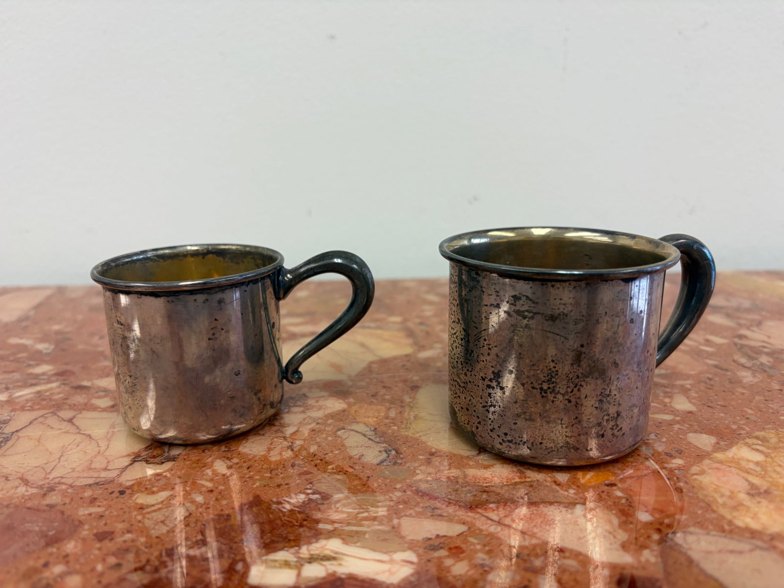 Sterling Mugs (2): both marked, 3.57ozt.