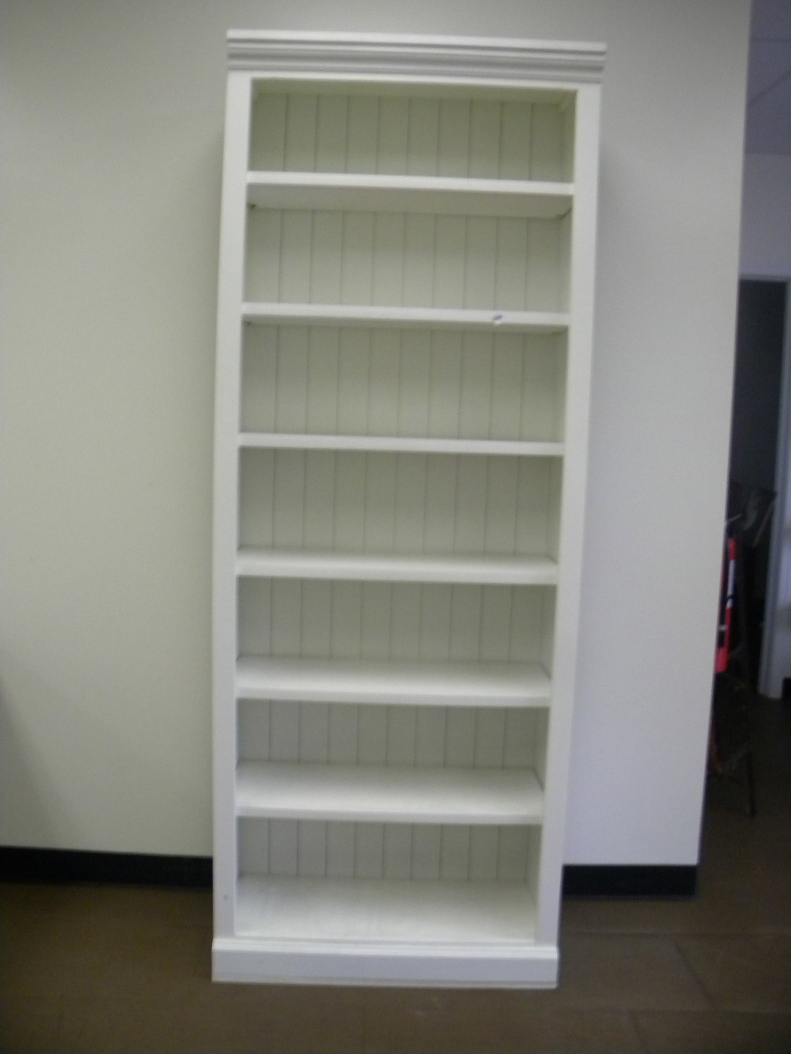 White Just Cabinets Furniture Bookshelf: Label on back. 32"x14"x74".