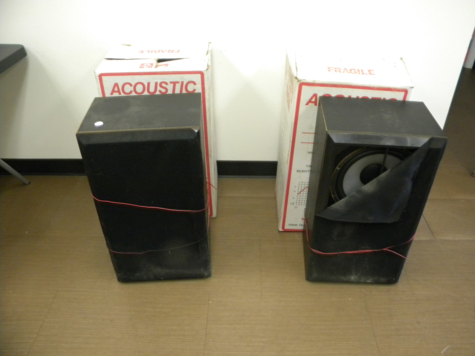 Acoustic Audio Floor Speakers: both have original box, model H-CD12.