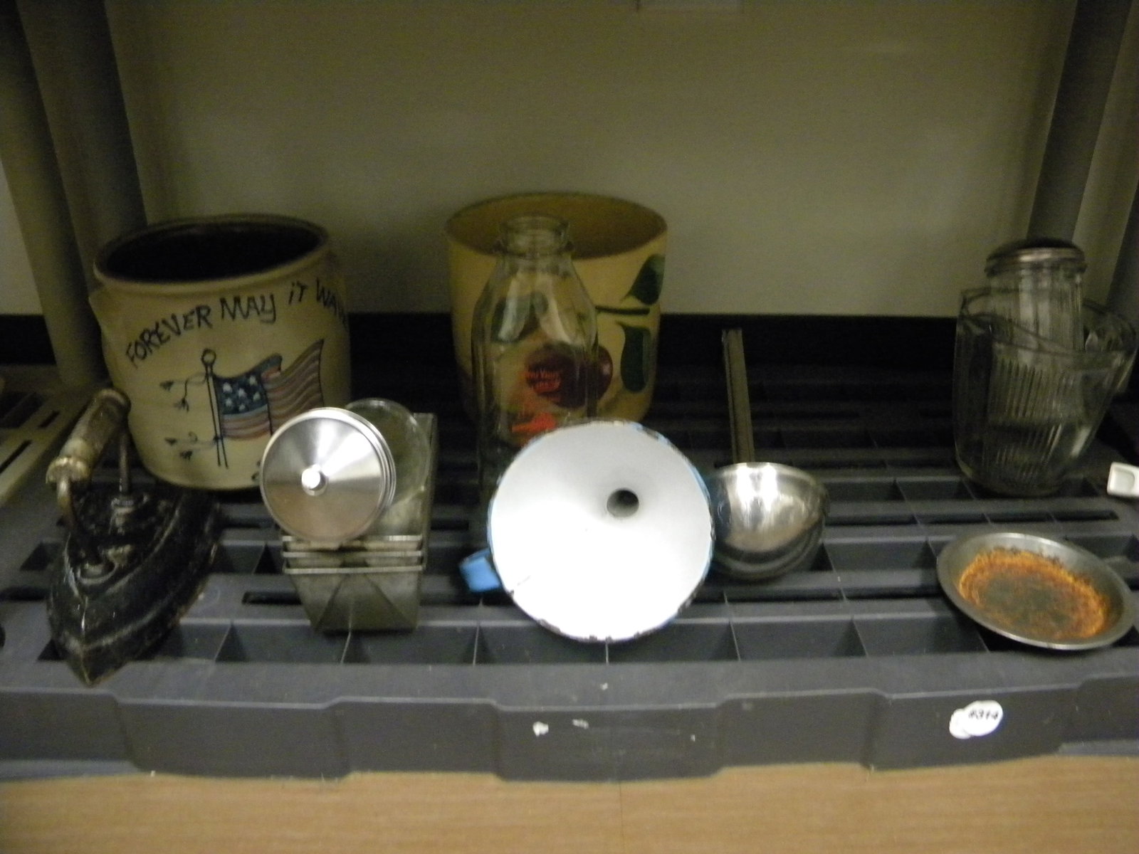 Country Grouping: stoneware, tin pans, enamelware and more.