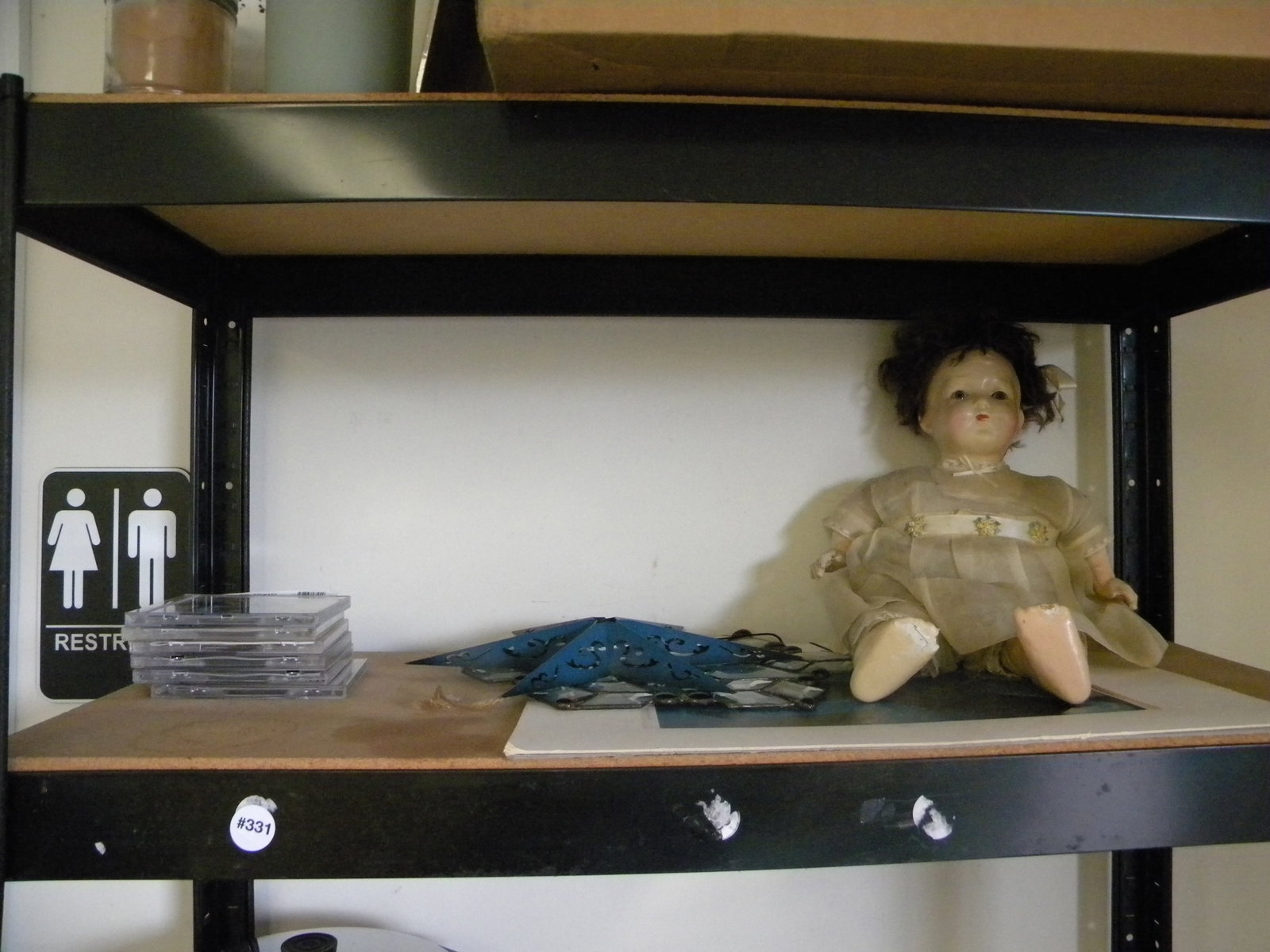 Mixed Lot: cds, star, star form leaded piece, signed print and antique doll.